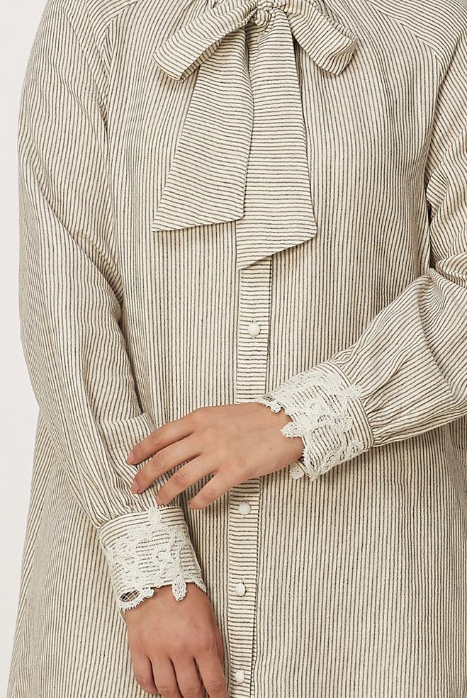 Tesettür giyim KAHVE 46615 2346 MÜSLİN TUNİK 38-44 TEK 40 - ALVİNA