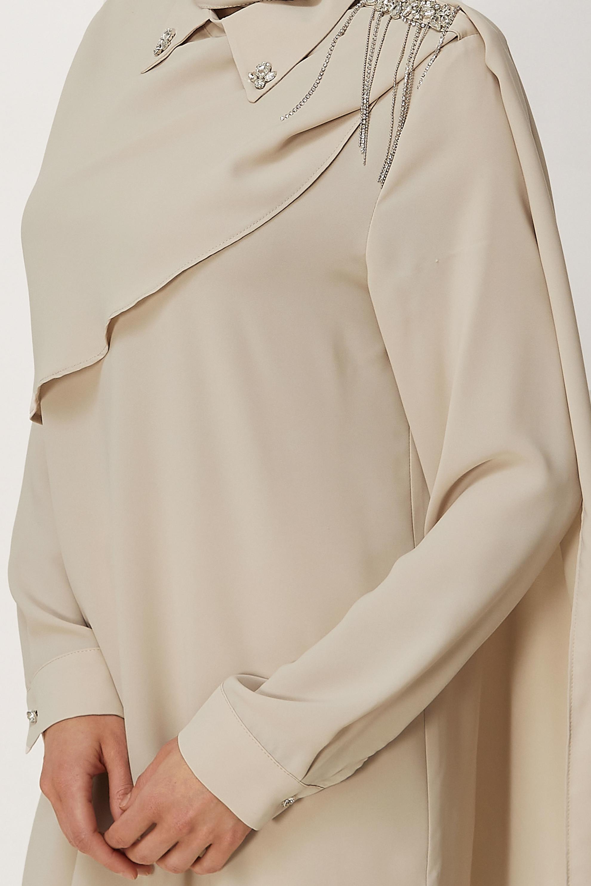 Hijab clothing BEIGE SHAWL DETAILED TUNIC 46616
