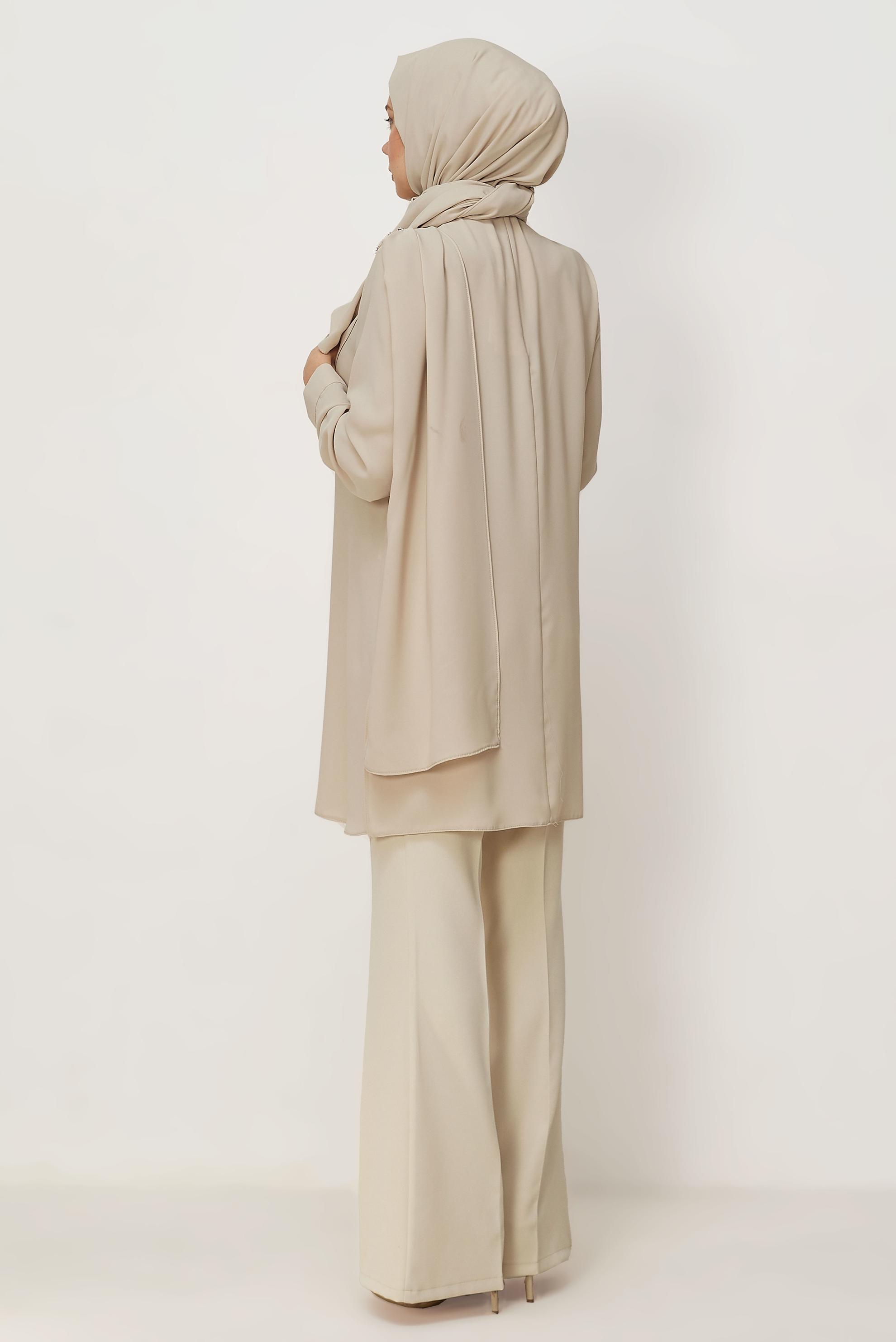 Hijab clothing BEIGE SHAWL DETAILED TUNIC 46616