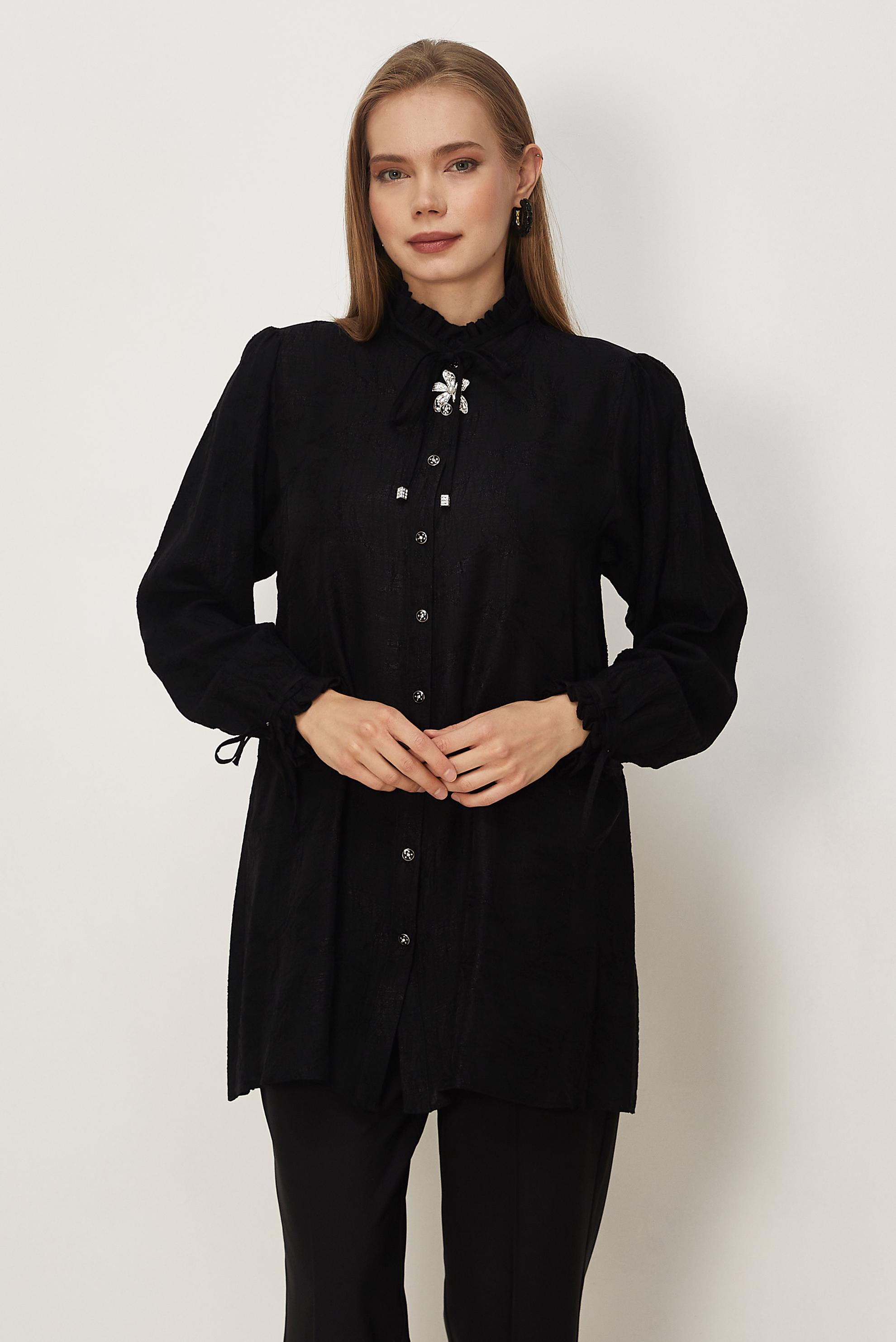 Hijab clothing BLACK TIED JACQUARD TUNIC 46617