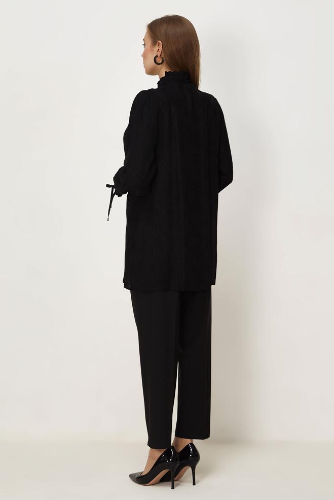 Hijab clothing BLACK TIED JACQUARD TUNIC 46617 - ALVİNA