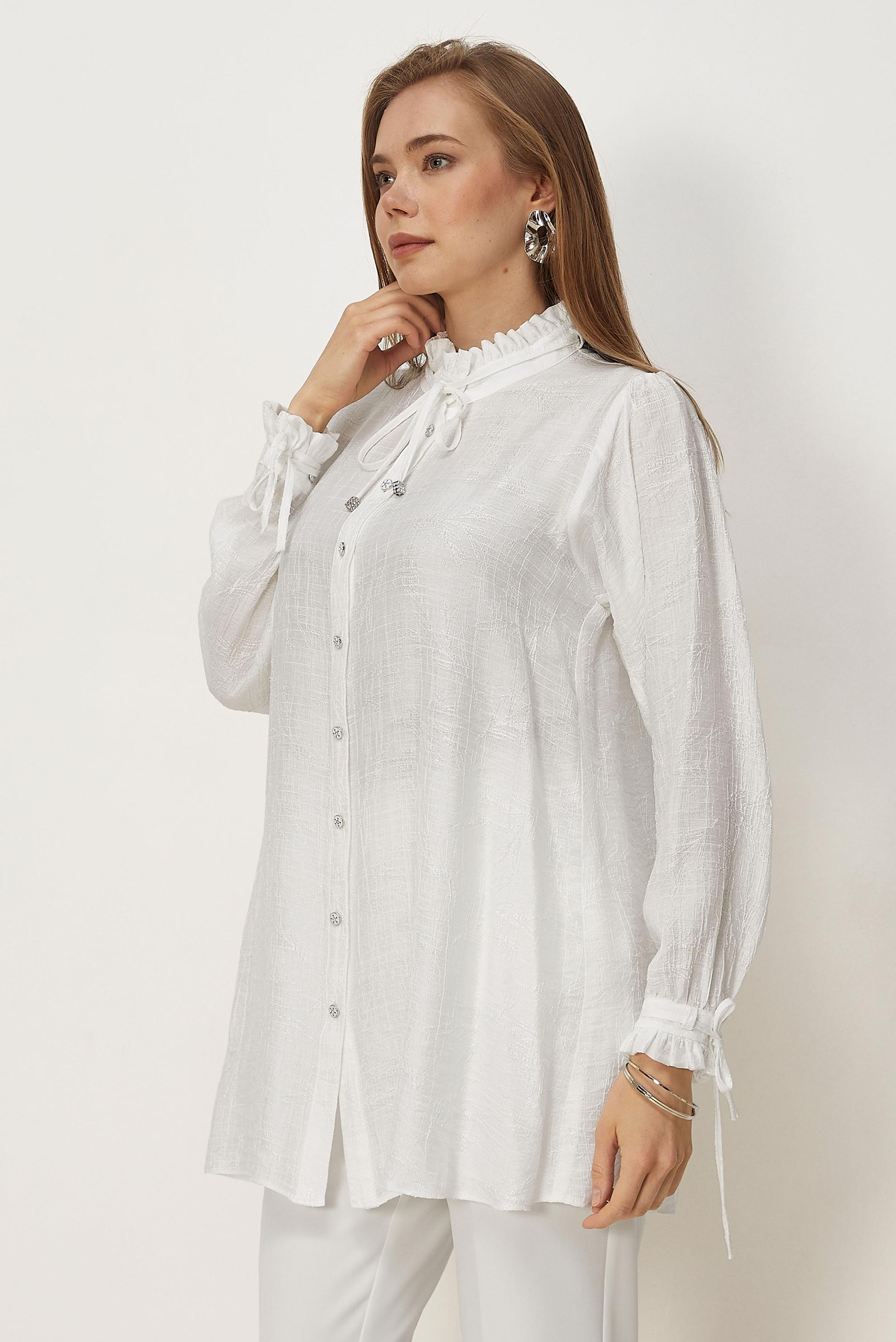 Hijab clothing WHITE TIED JACQUARD TUNIC 46617