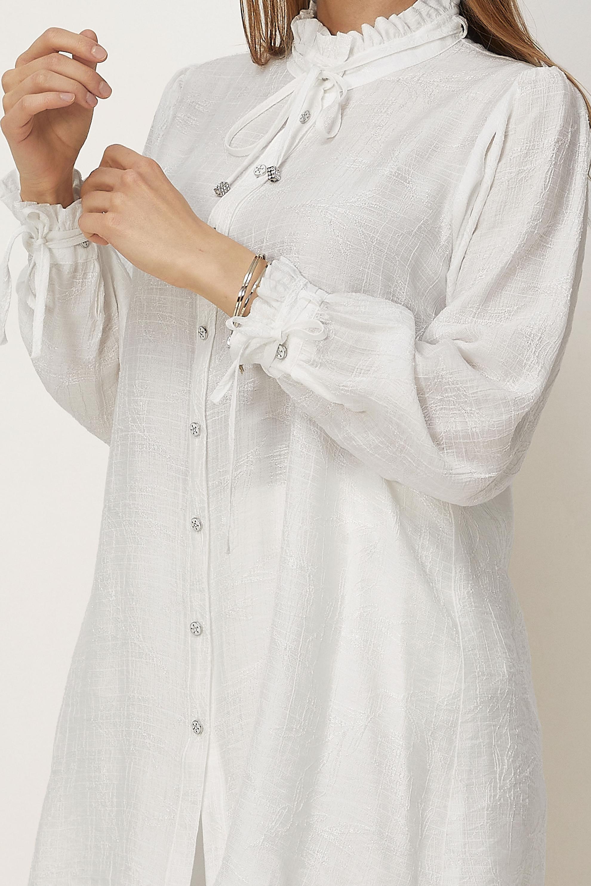 Hijab clothing WHITE TIED JACQUARD TUNIC 46617