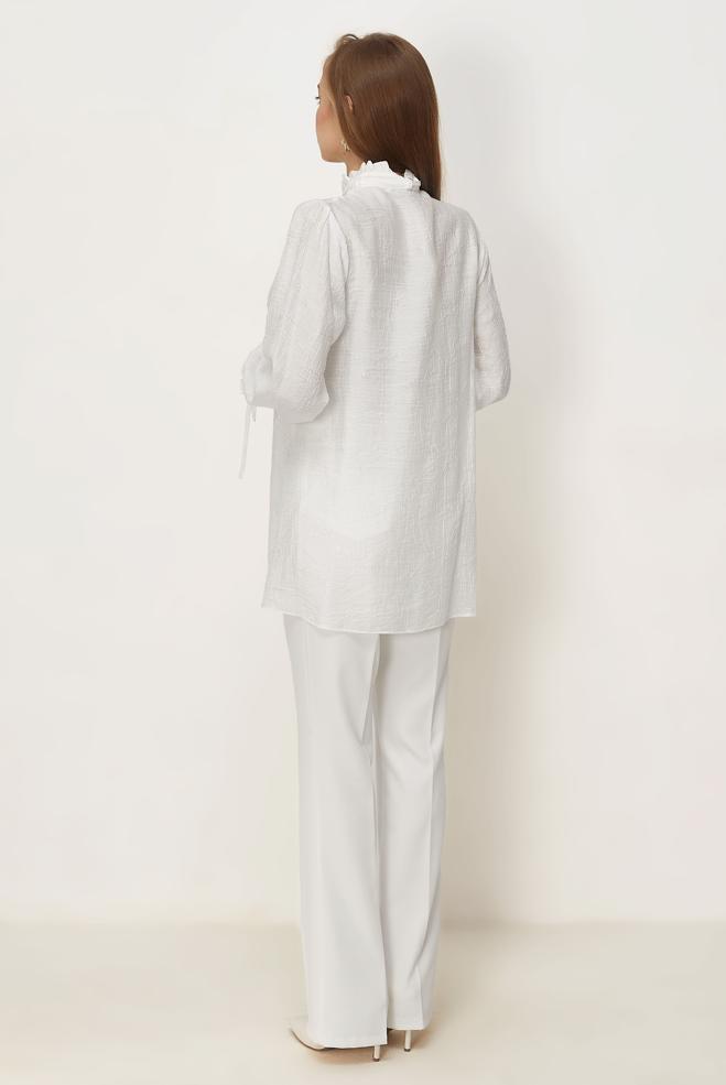Hijab clothing WHITE TIED JACQUARD TUNIC 46617 - ALVİNA