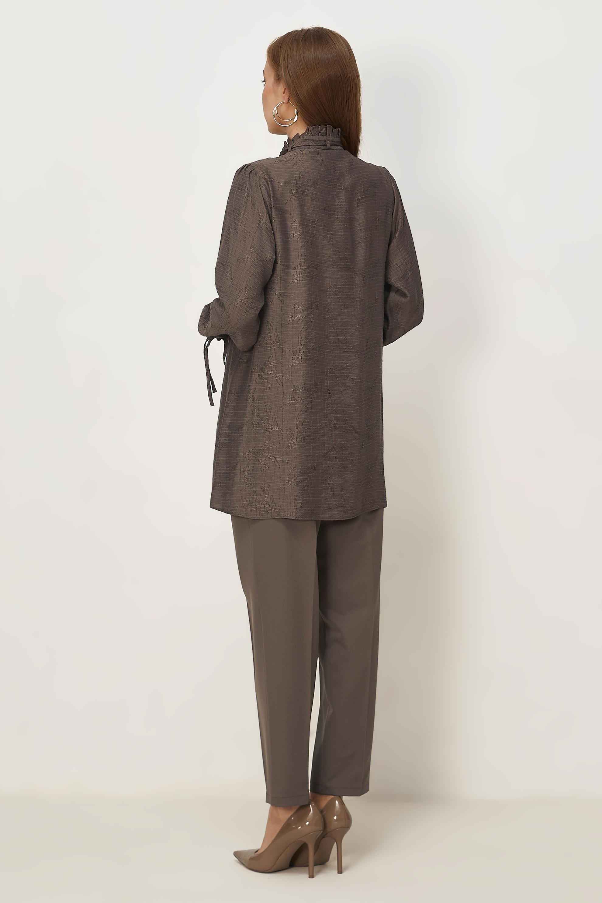 Hijab clothing BROWN TIED JACQUARD TUNIC 46617