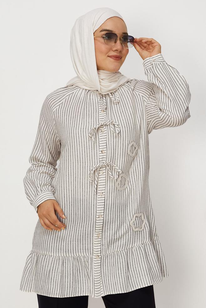 Tesettür giyim SİYAH 46665 MUSLİN 2344 TUNİK 38-42 TEK36 - ALVİNA