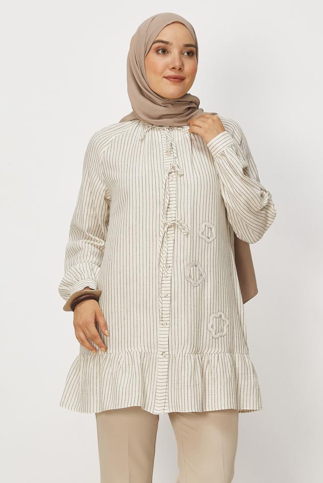 Tesettür giyim KAHVE 46665 MUSLİN 2344 TUNİK 38-42 TEK36 - ALVİNA