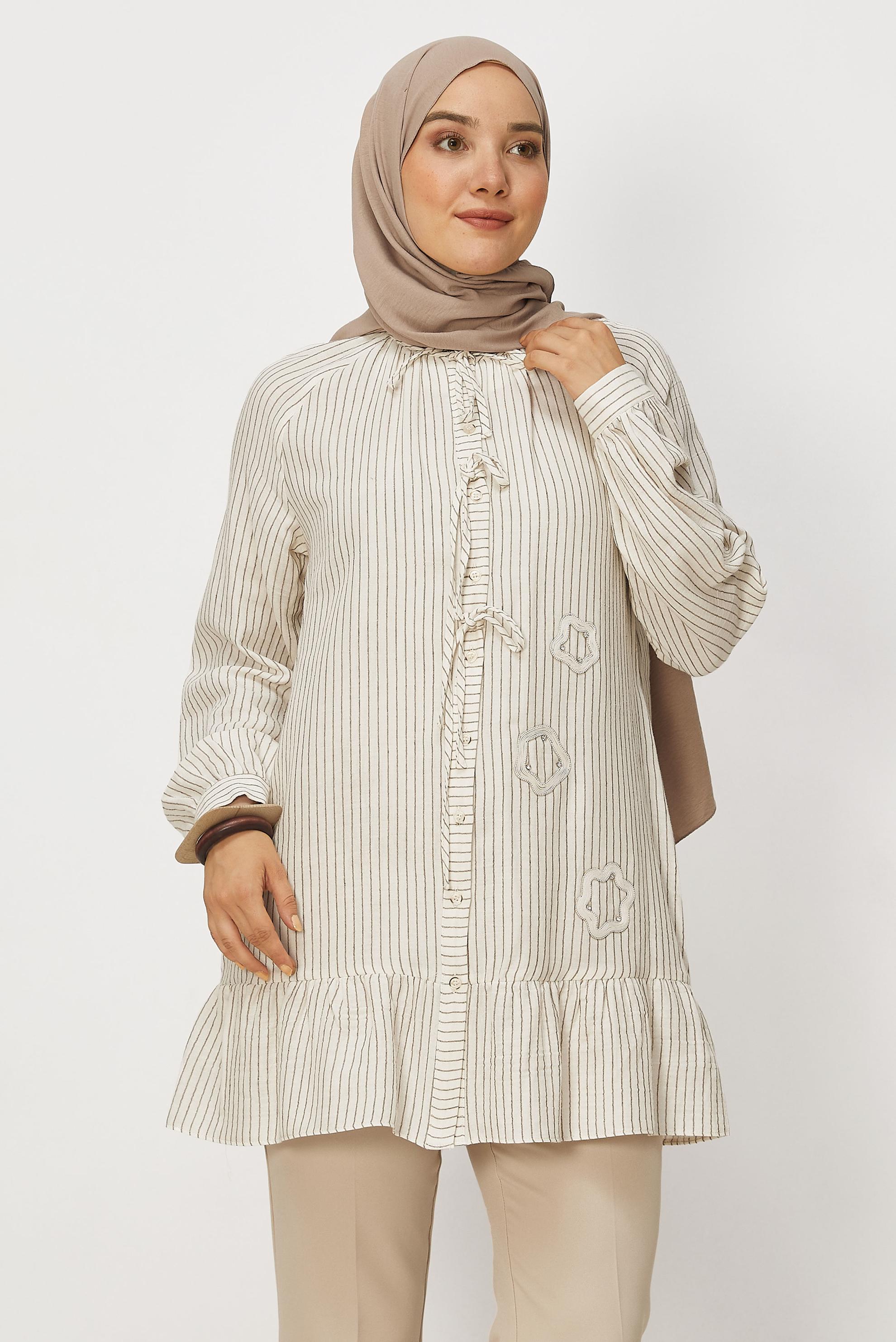 Tesettür giyim KAHVE 46665 MUSLİN 2344 TUNİK 38-42 TEK36