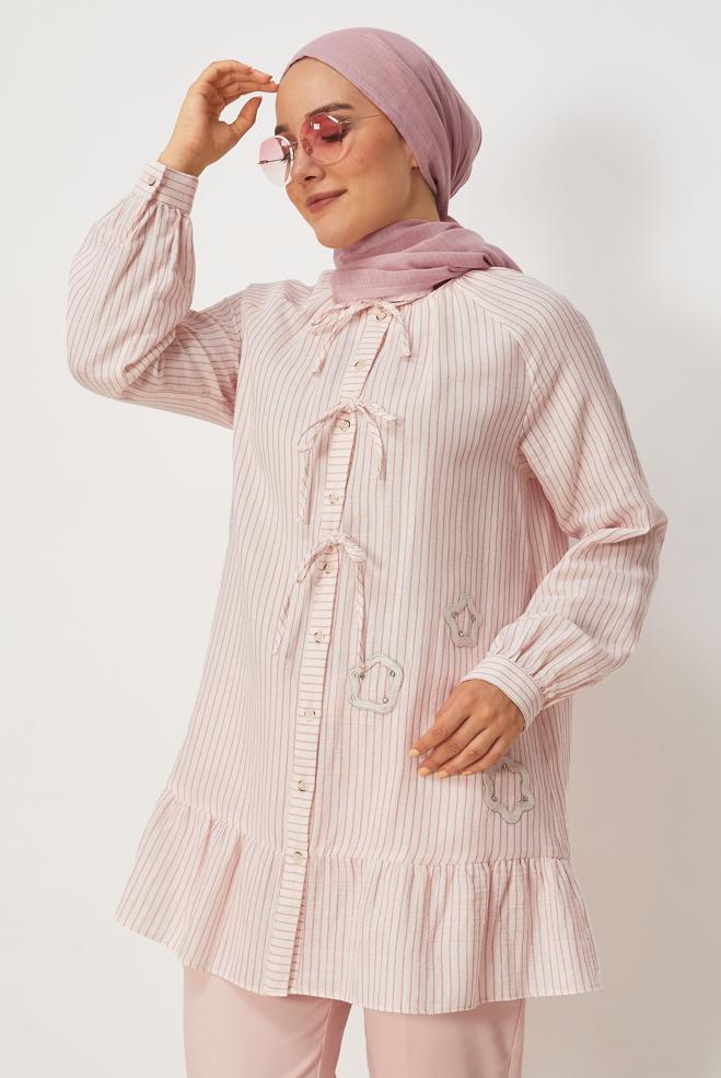 Tesettür giyim PEMBE 46665 MUSLİN 2344 TUNİK 38-42 TEK36 - ALVİNA