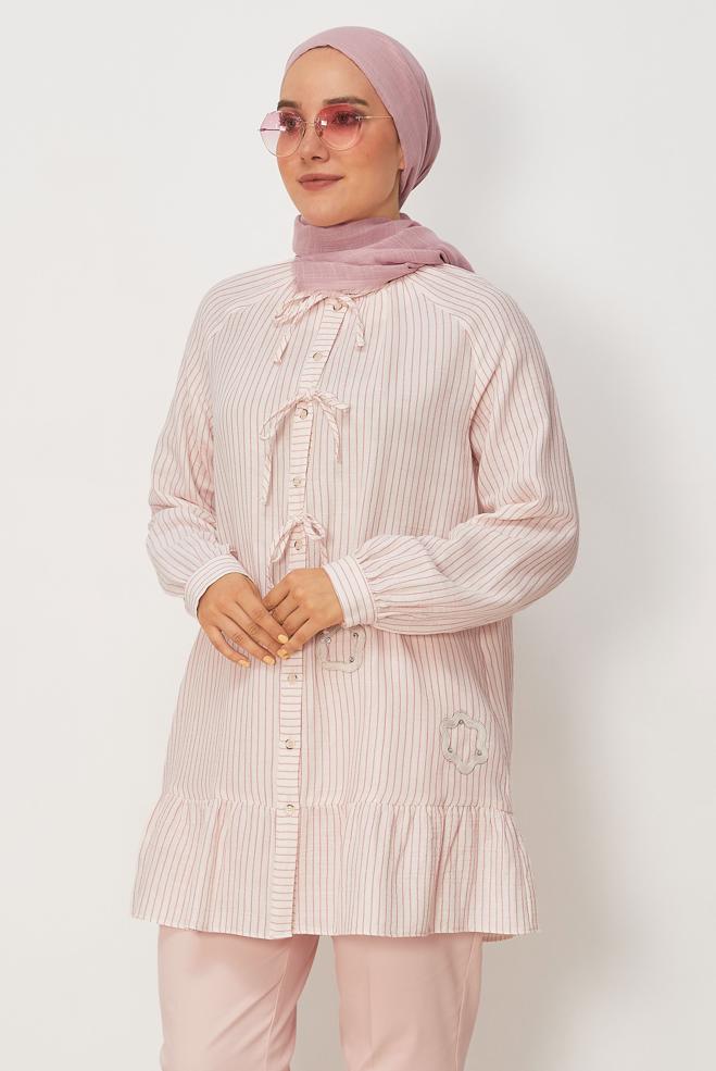 Tesettür giyim PEMBE 46665 MUSLİN 2344 TUNİK 38-42 TEK36 - ALVİNA