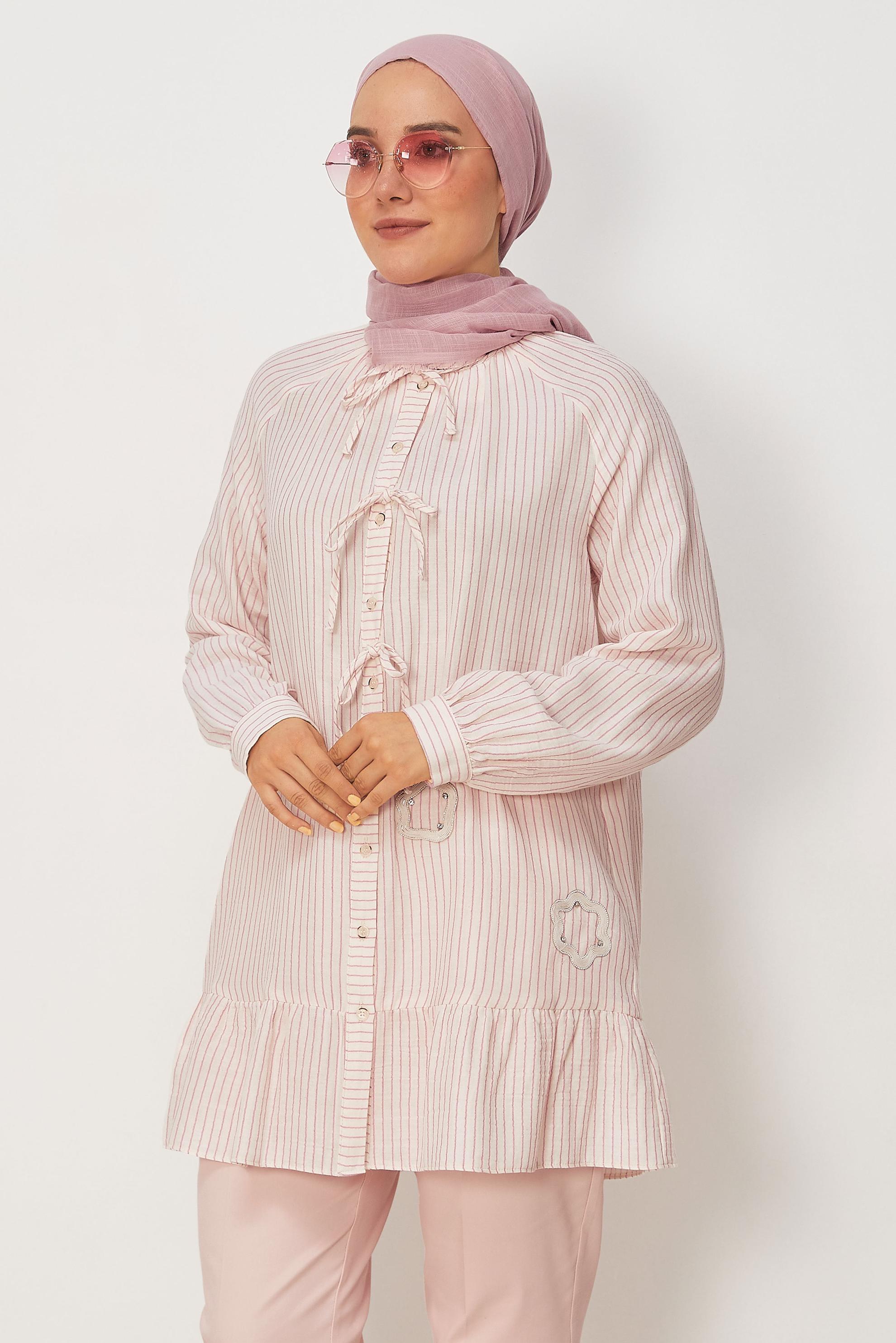 Tesettür giyim PEMBE 46665 MUSLİN 2344 TUNİK 38-42 TEK36
