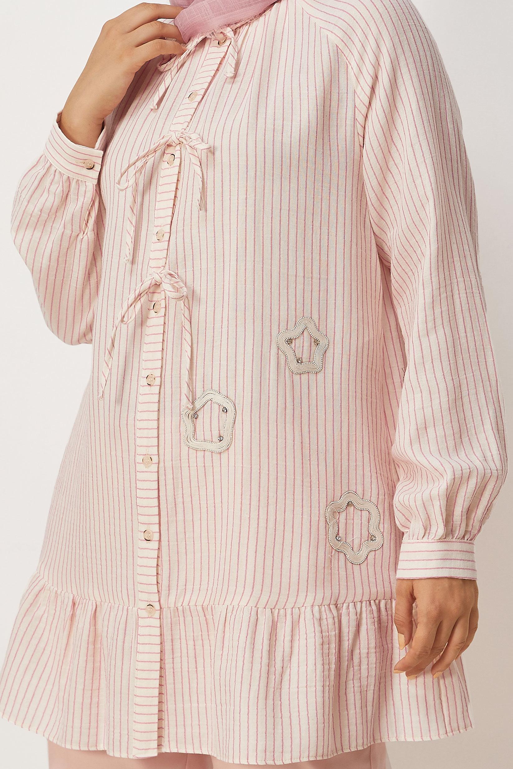 Tesettür giyim PEMBE 46665 MUSLİN 2344 TUNİK 38-42 TEK36