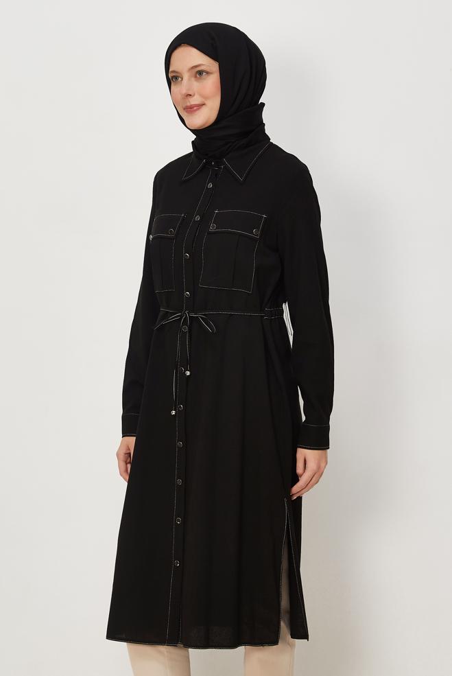 Tesettür giyim SİYAH 46695 SPOR LETEN 82 TUNİK 38-48 TEK 42 - ALVİNA