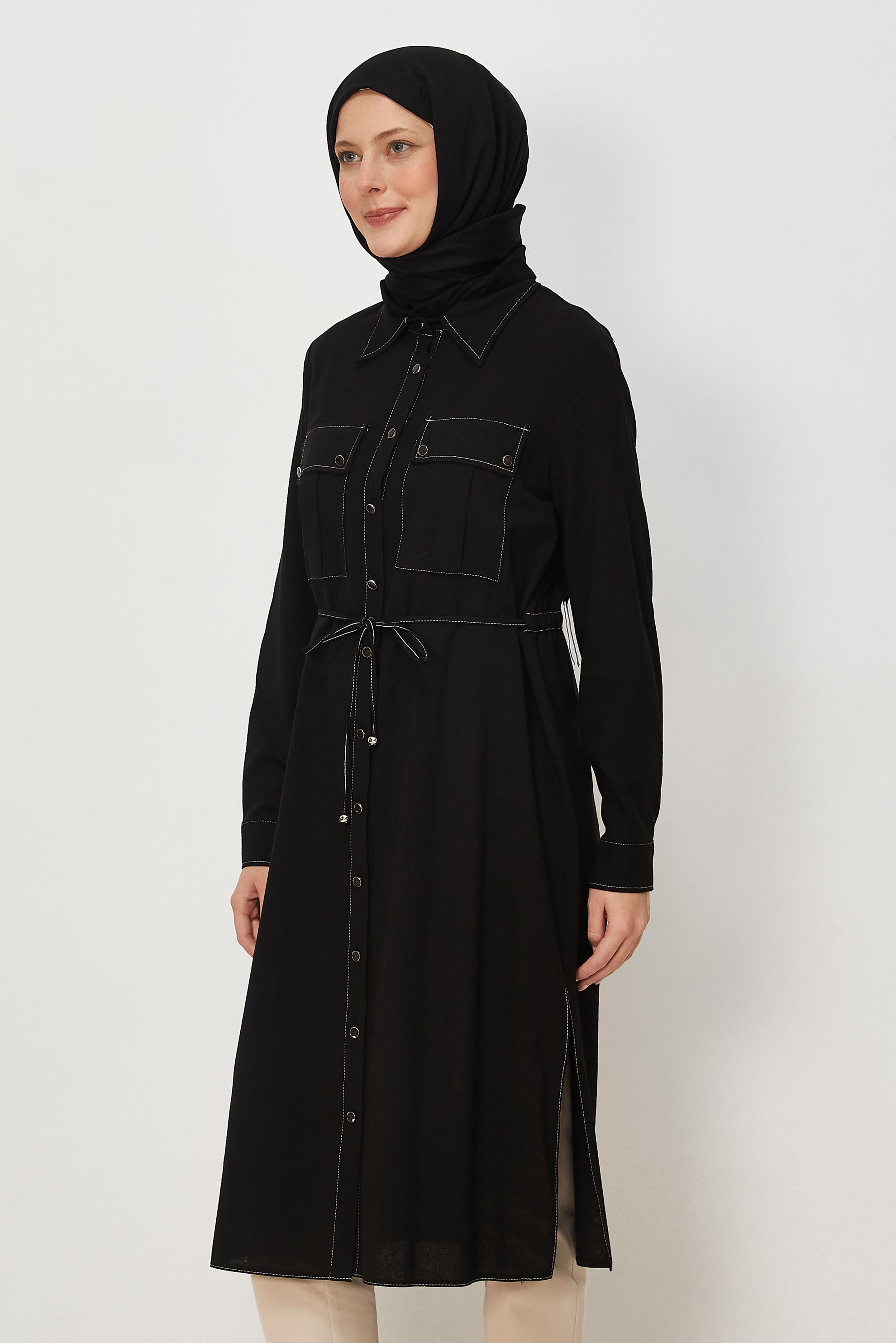 Tesettür giyim SİYAH 46695 SPOR LETEN 82 TUNİK 38-48 TEK 42