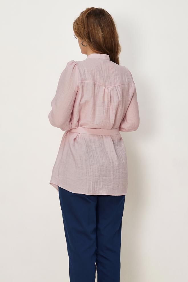 Tesettür giyim PEMBE KEMERLİ VİSKON TUNİK 46733 - ALVİNA