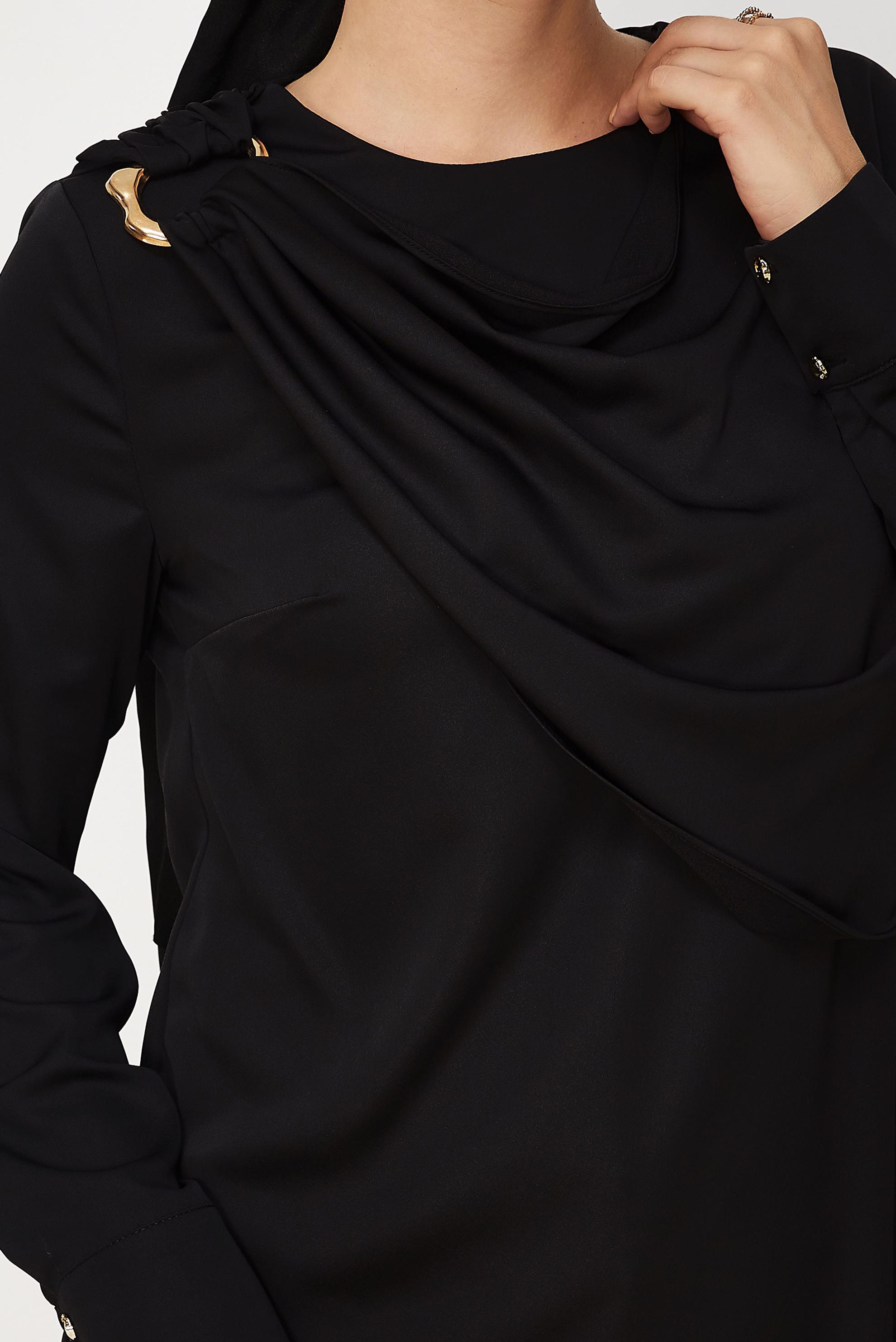 Tesettür giyim SİYAH ŞAL DETAYLI TUNİK 46756
