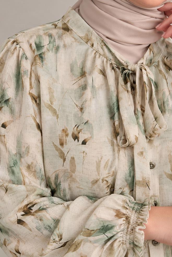 Hijab clothing BROWN PLUS SIZE PATTERNED TUNIC 46814 - ALVİNA
