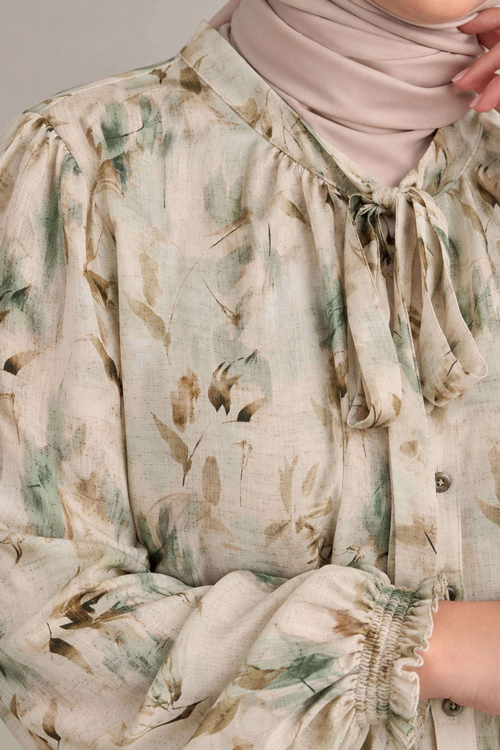 Hijab clothing BROWN PLUS SIZE PATTERNED TUNIC 46814
