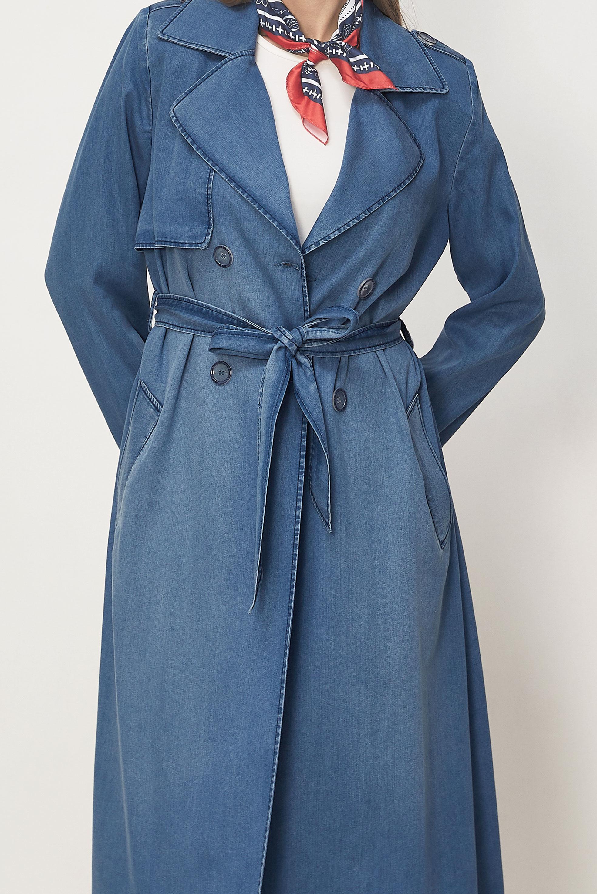 Hijab-Kleidung BLAU DENIM-TRENCHCOAT MIT GÜRTEL 10968