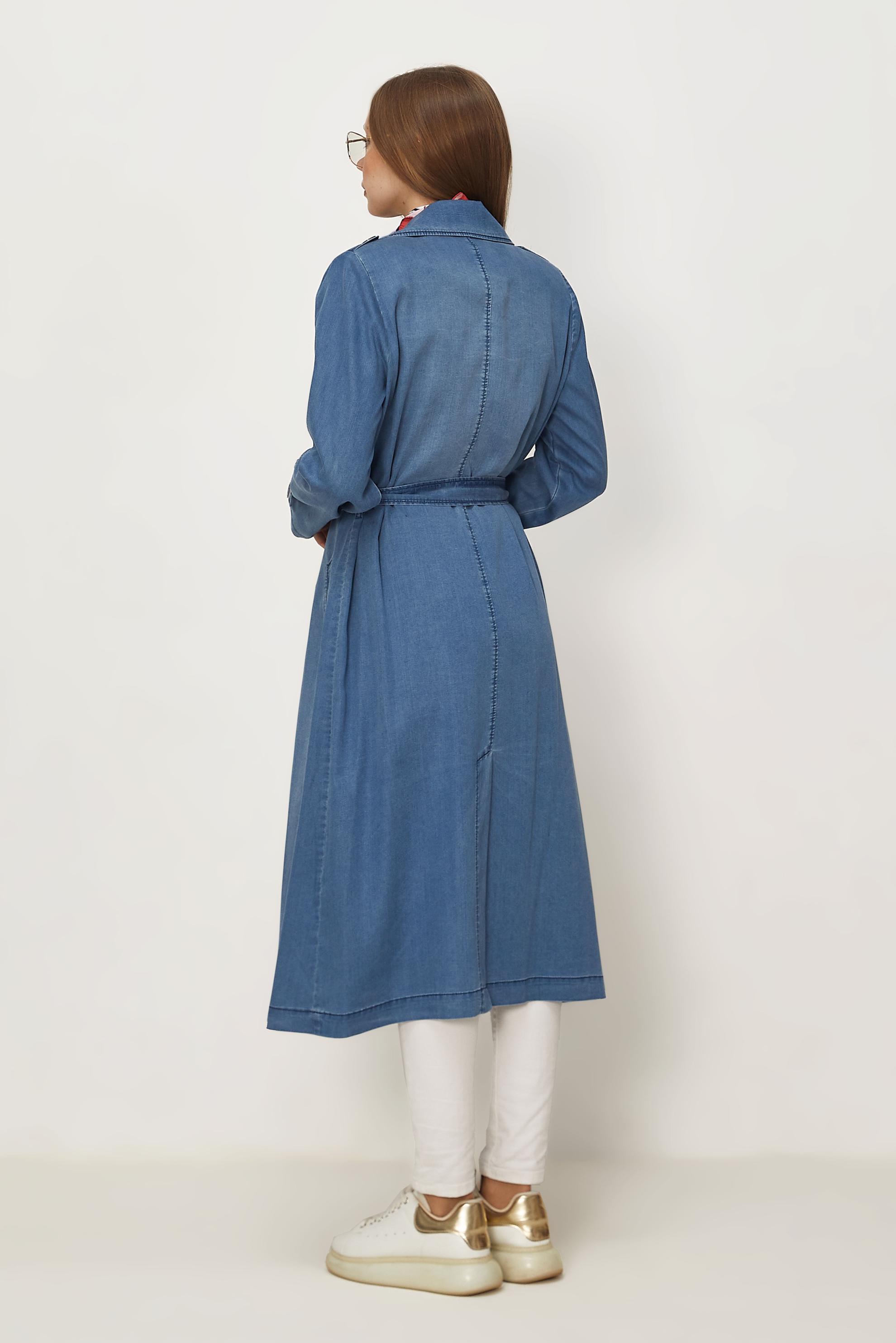 Hijab-Kleidung BLAU DENIM-TRENCHCOAT MIT GÜRTEL 10968
