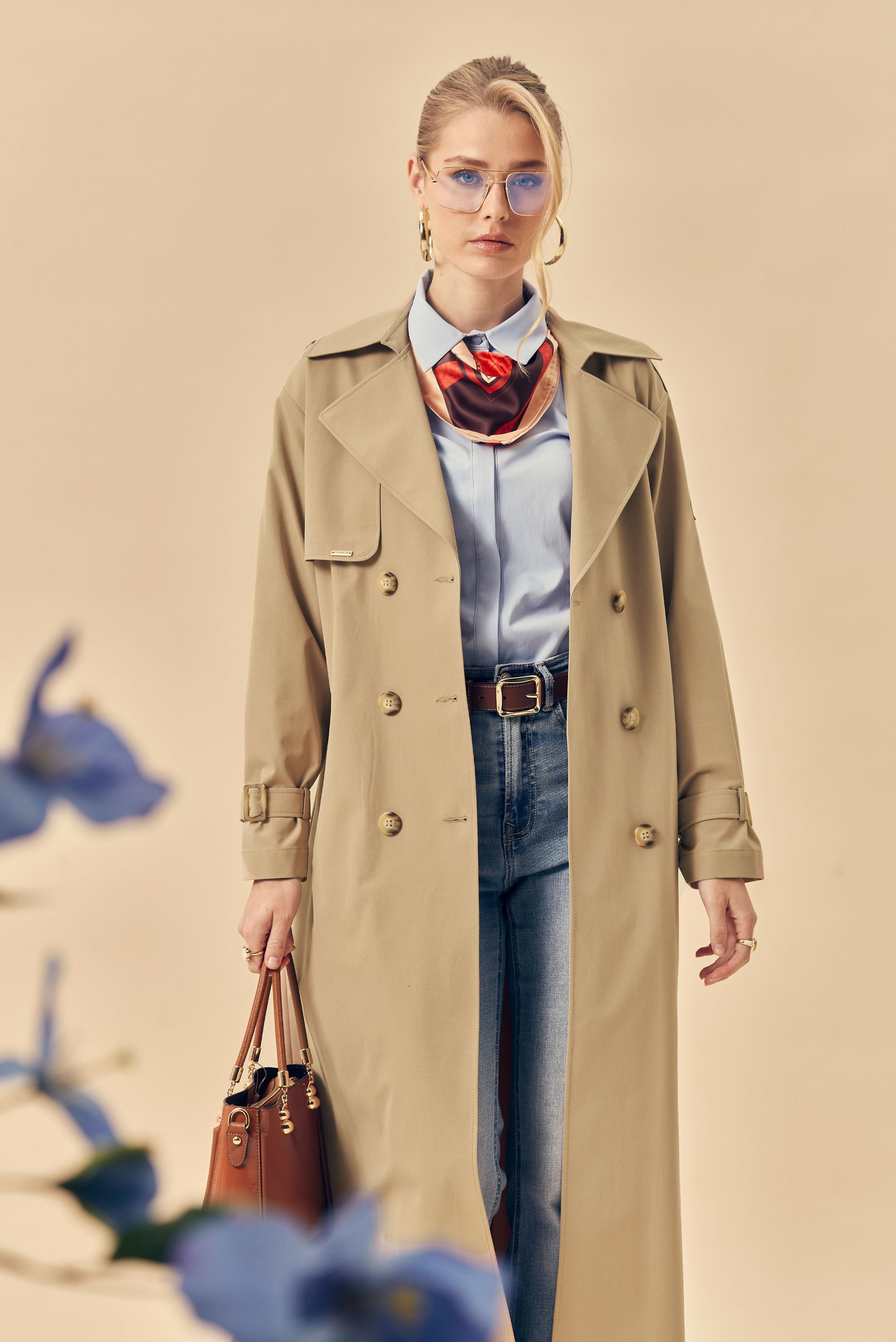 Hijab-Kleidung BRAUN TRENCHCOAT MIT GÜRTEL 11002