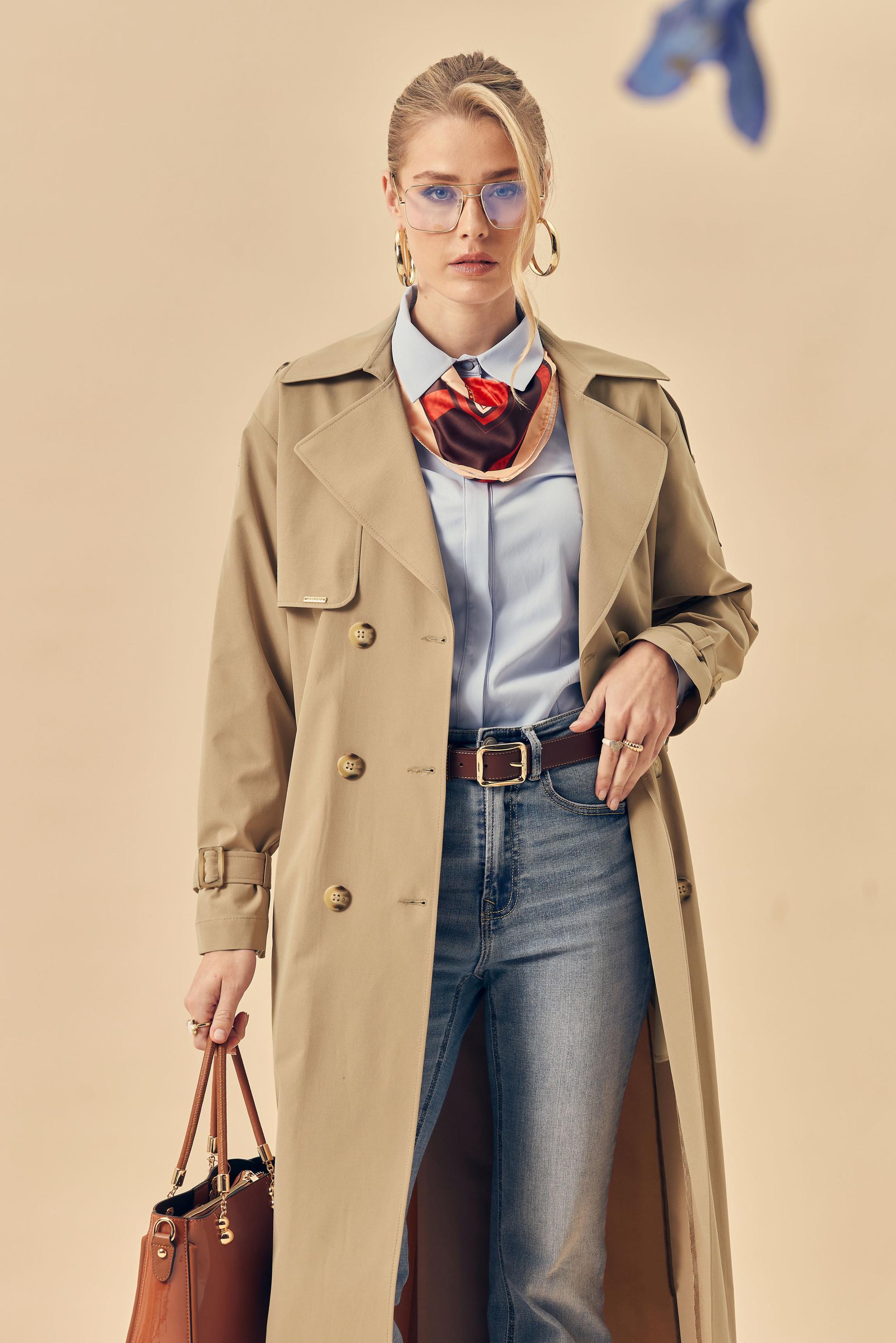 Hijab-Kleidung BRAUN TRENCHCOAT MIT GÜRTEL 11002