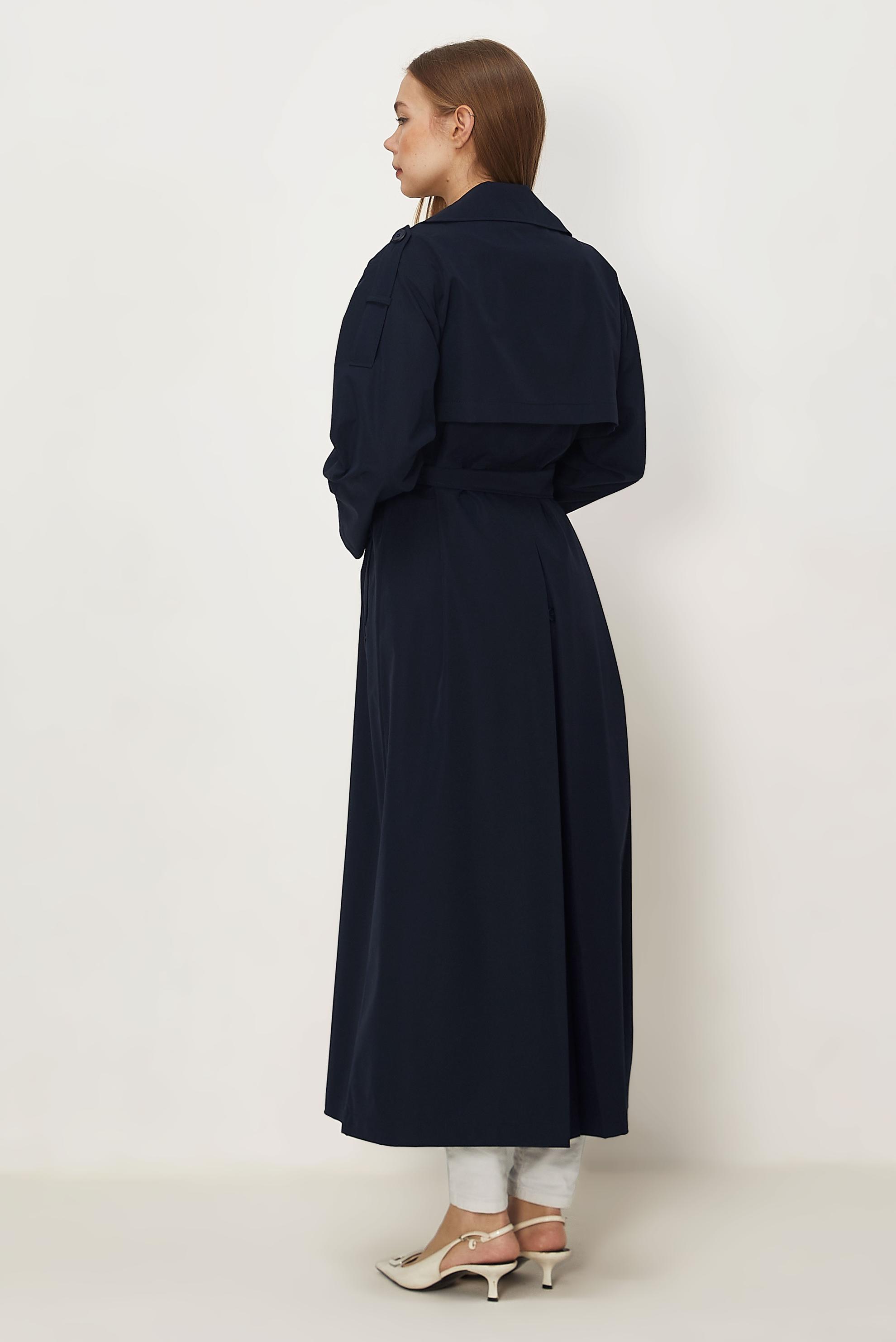 Hijab-Kleidung NAVY BLAU TRENCHCOAT MIT GÜRTEL 11002