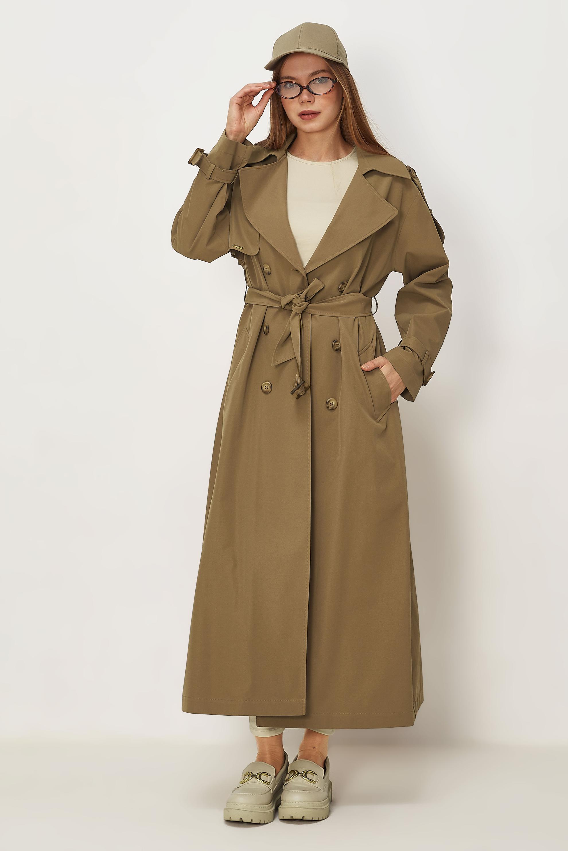Hijab-Kleidung BRAUN TRENCHCOAT MIT GÜRTEL 11002