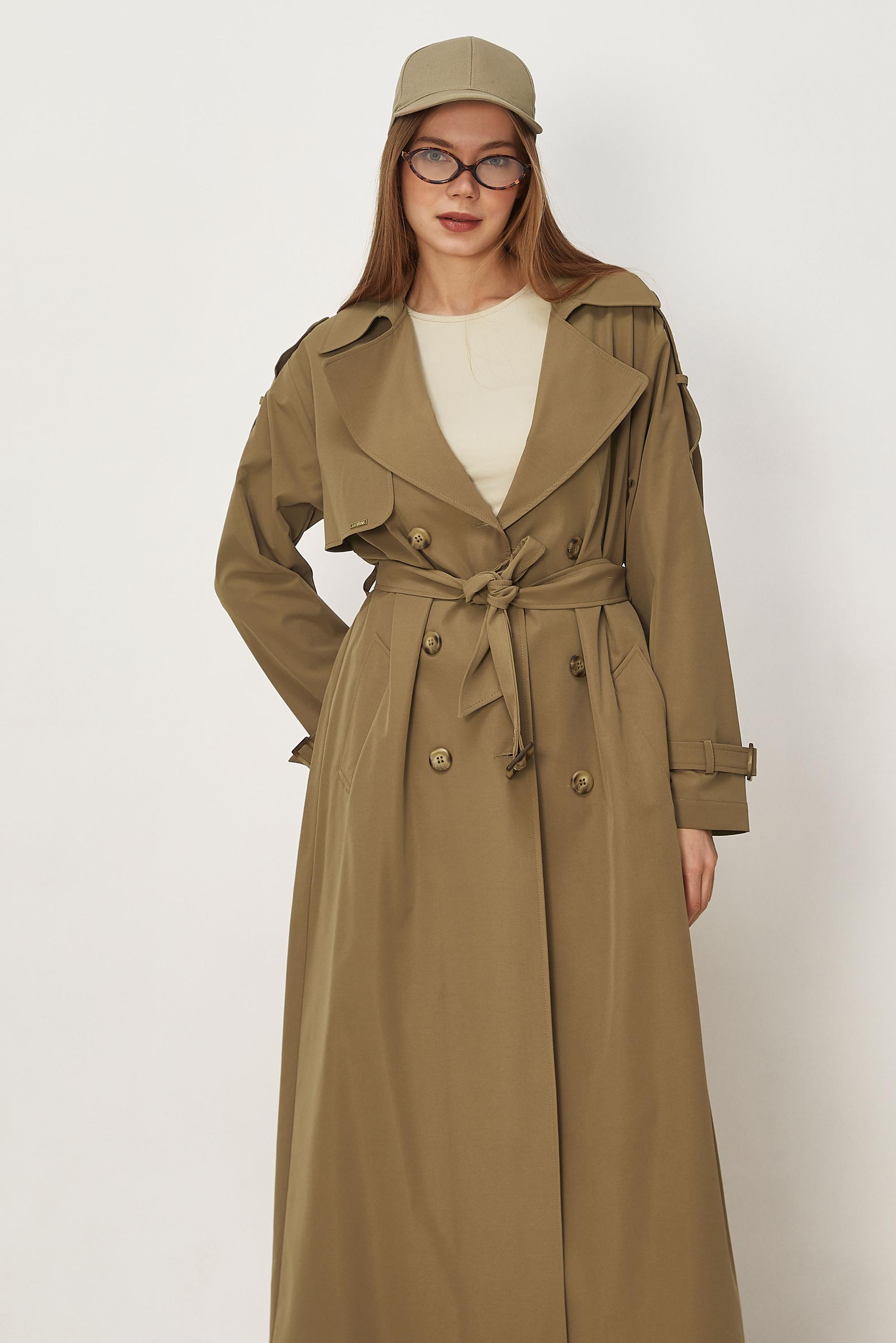 Hijab-Kleidung BRAUN TRENCHCOAT MIT GÜRTEL 11002