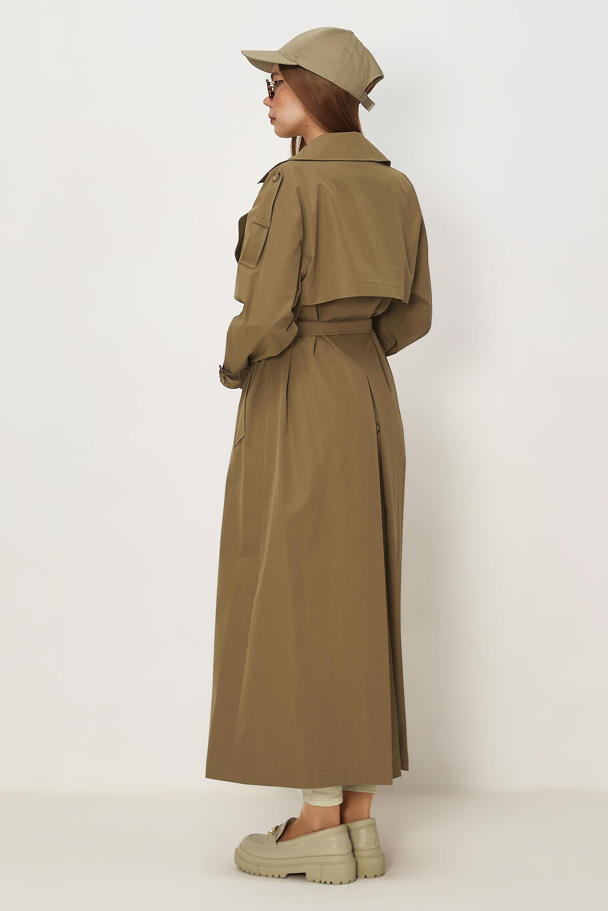 Hijab-Kleidung BRAUN TRENCHCOAT MIT GÜRTEL 11002