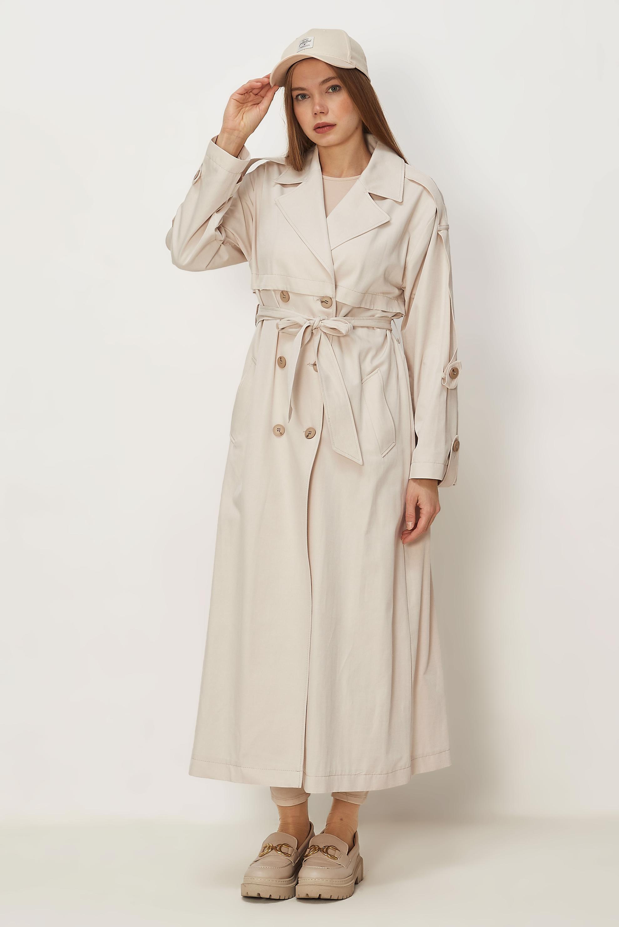 Hijab-Kleidung BEIGE TRENCHCOAT MIT GÜRTEL 11003