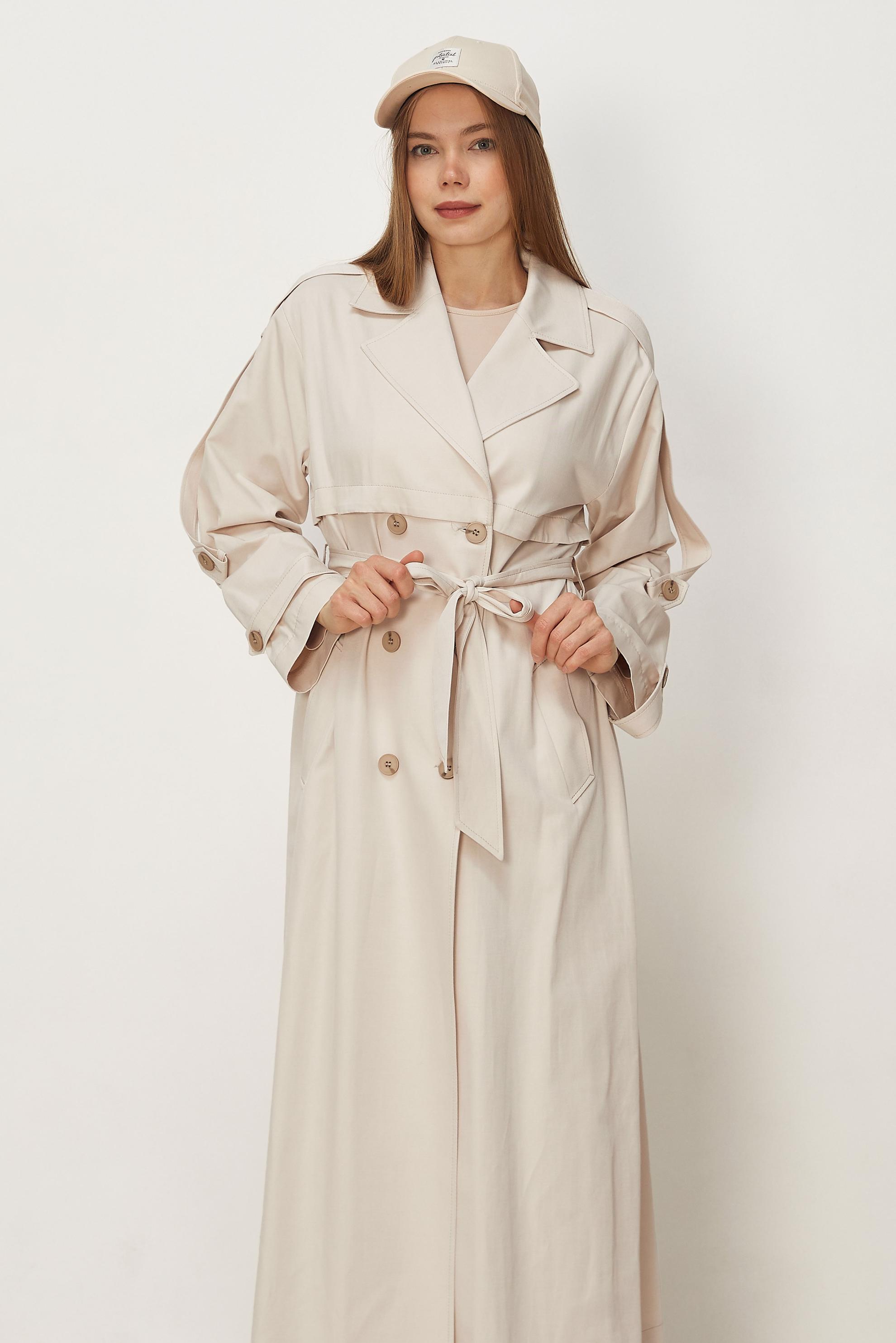 Hijab-Kleidung BEIGE TRENCHCOAT MIT GÜRTEL 11003