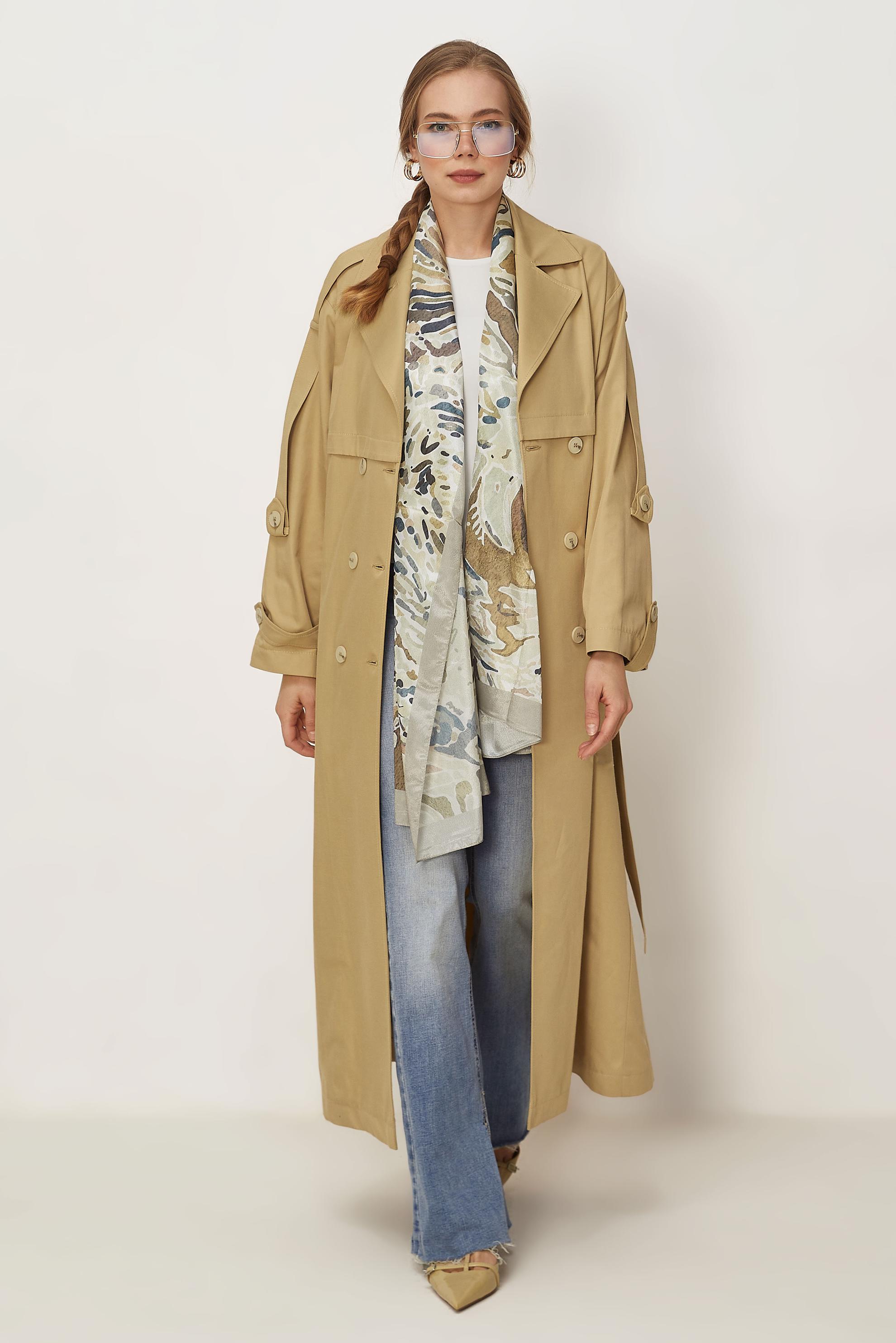 Hijab-Kleidung BRAUN TRENCHCOAT MIT GÜRTEL 11003
