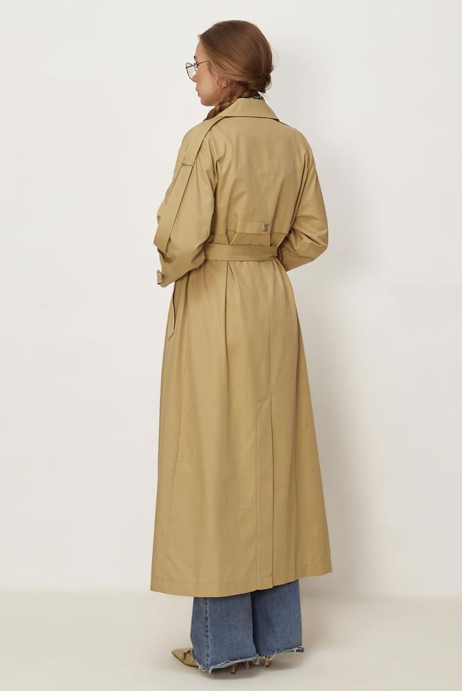 Hijab-Kleidung BRAUN TRENCHCOAT MIT GÜRTEL 11003 - ALVİNA