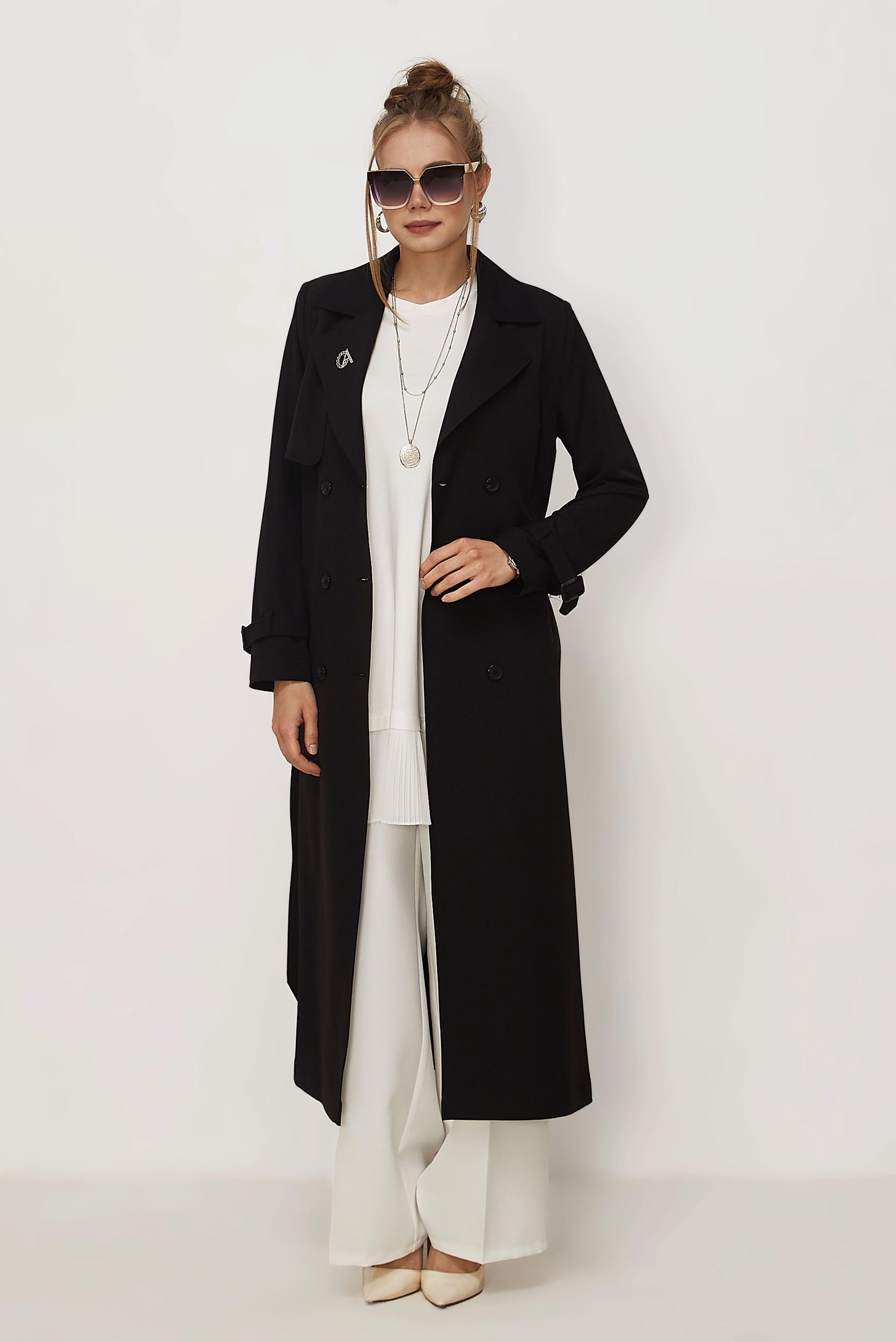 Vêtements hijab NOIR TRENCH CEINTURÉ 11010