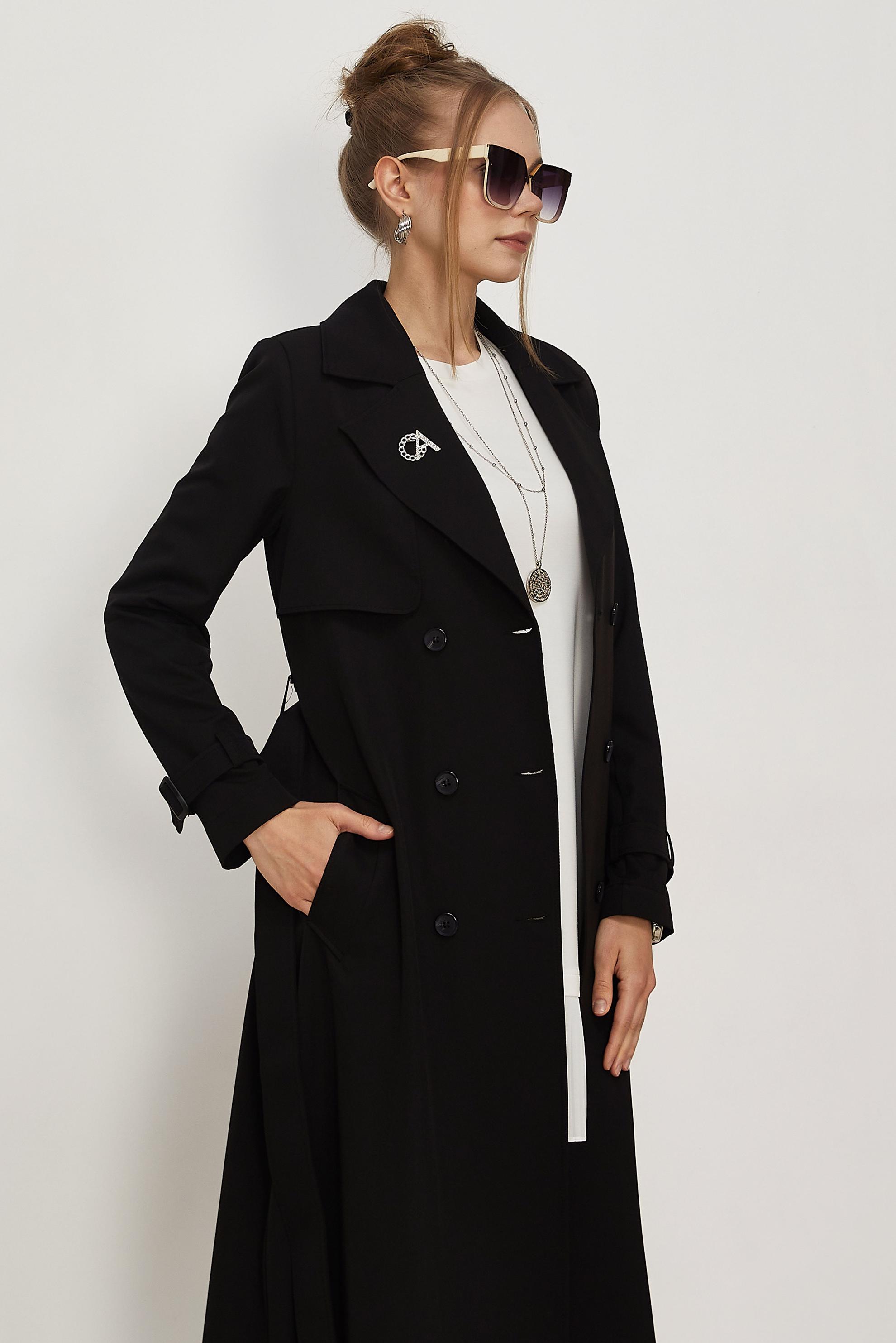 Vêtements hijab NOIR TRENCH CEINTURÉ 11010