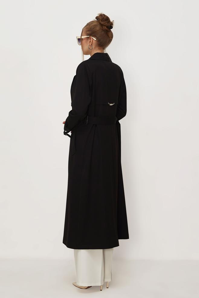 Vêtements hijab NOIR TRENCH CEINTURÉ 11010 - ALVİNA
