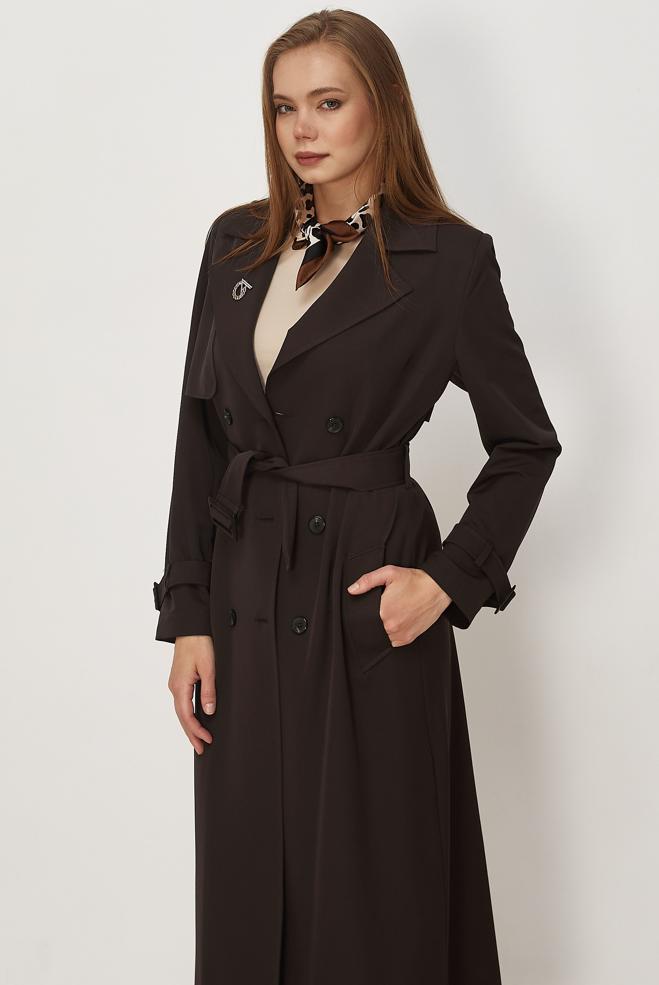 Vêtements hijab BRUN TRENCH CEINTURÉ 11010 - ALVİNA