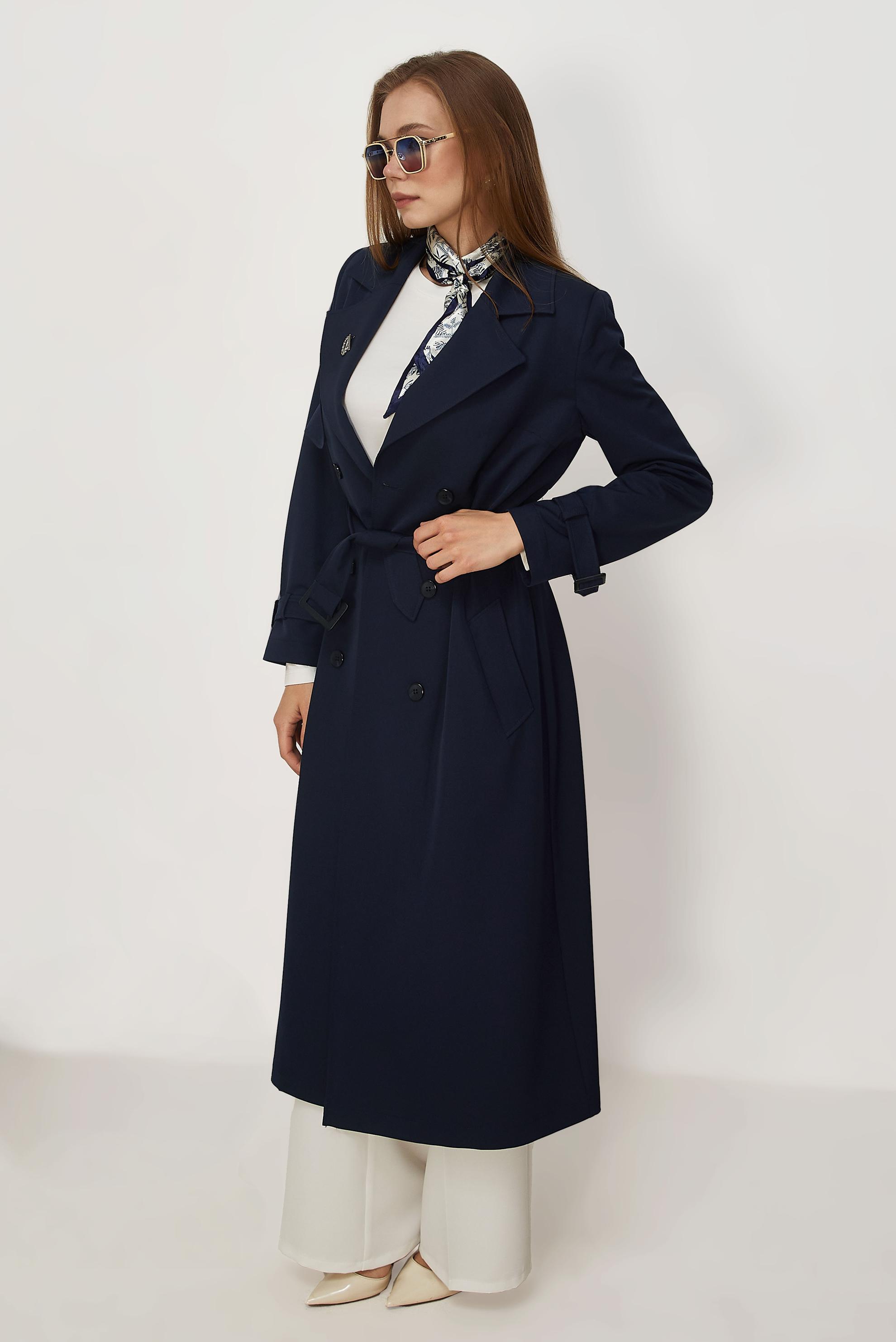 Vêtements hijab BLEU MARINE TRENCH CEINTURÉ 11010