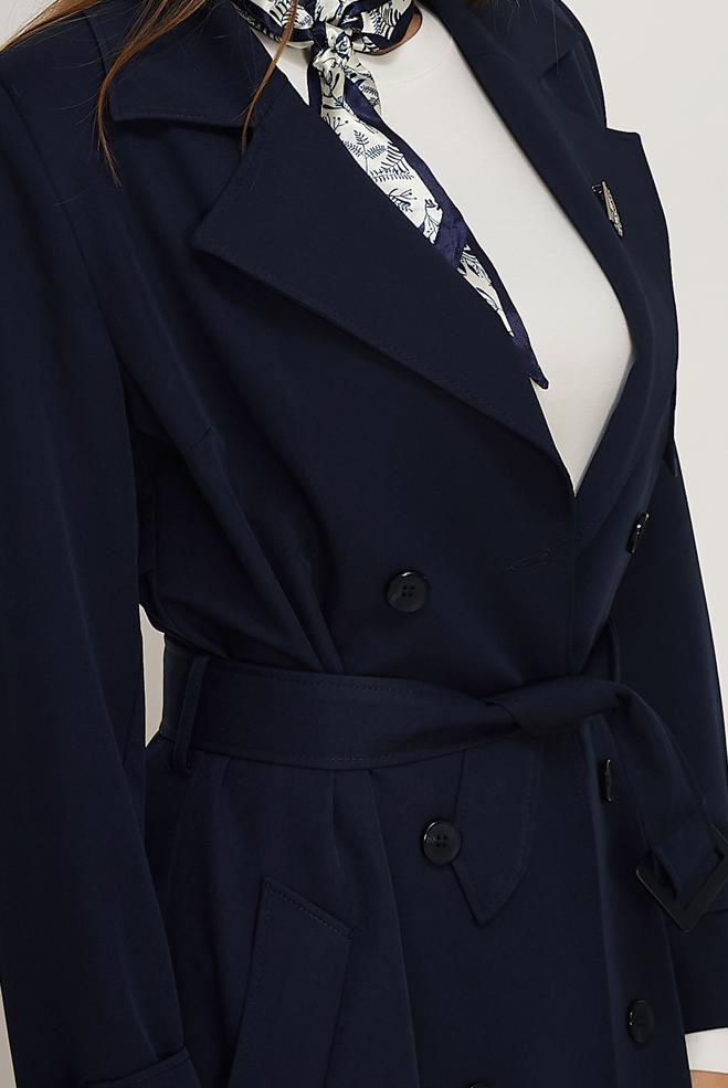 Vêtements hijab BLEU MARINE TRENCH CEINTURÉ 11010 - ALVİNA