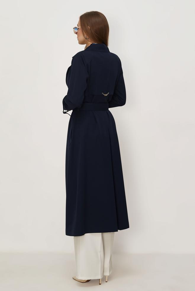 Vêtements hijab BLEU MARINE TRENCH CEINTURÉ 11010 - ALVİNA