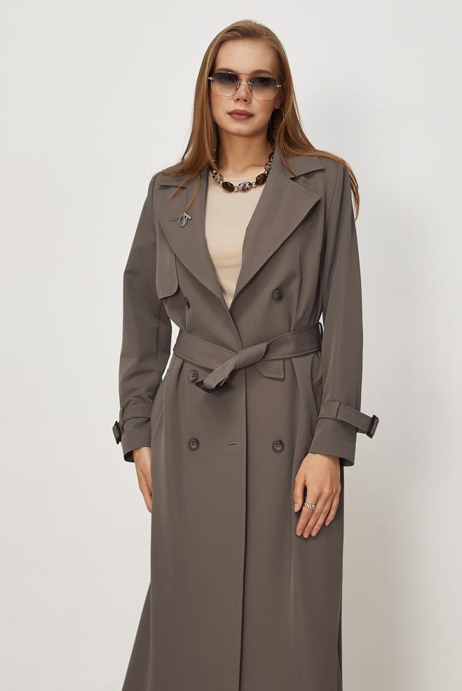 Vêtements hijab BRUN TRENCH CEINTURÉ 11010 - ALVİNA