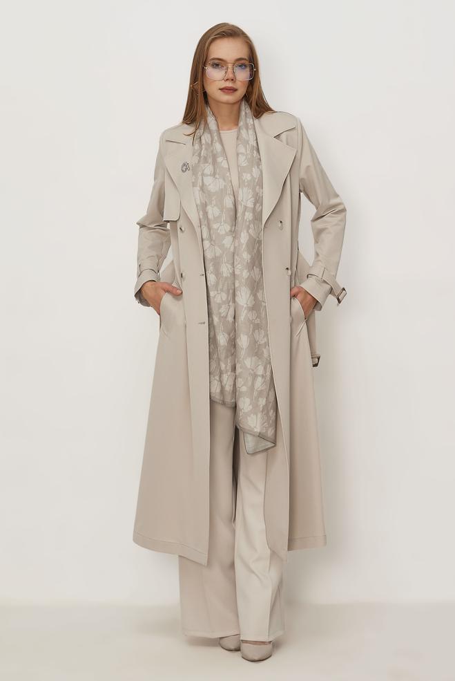 Vêtements hijab BEIGE TRENCH CEINTURÉ 11010 - ALVİNA