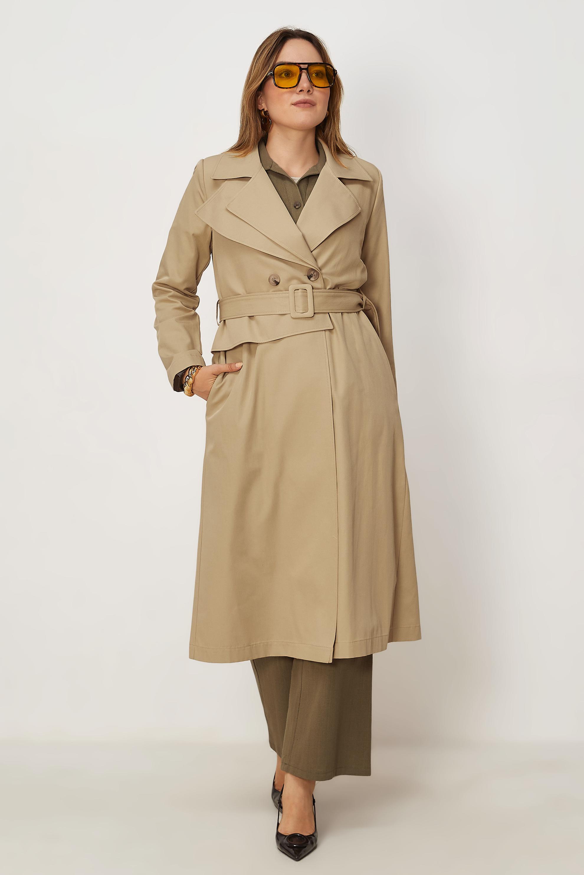 Hijab clothing BROWN BELTED TRENCH COAT 11023