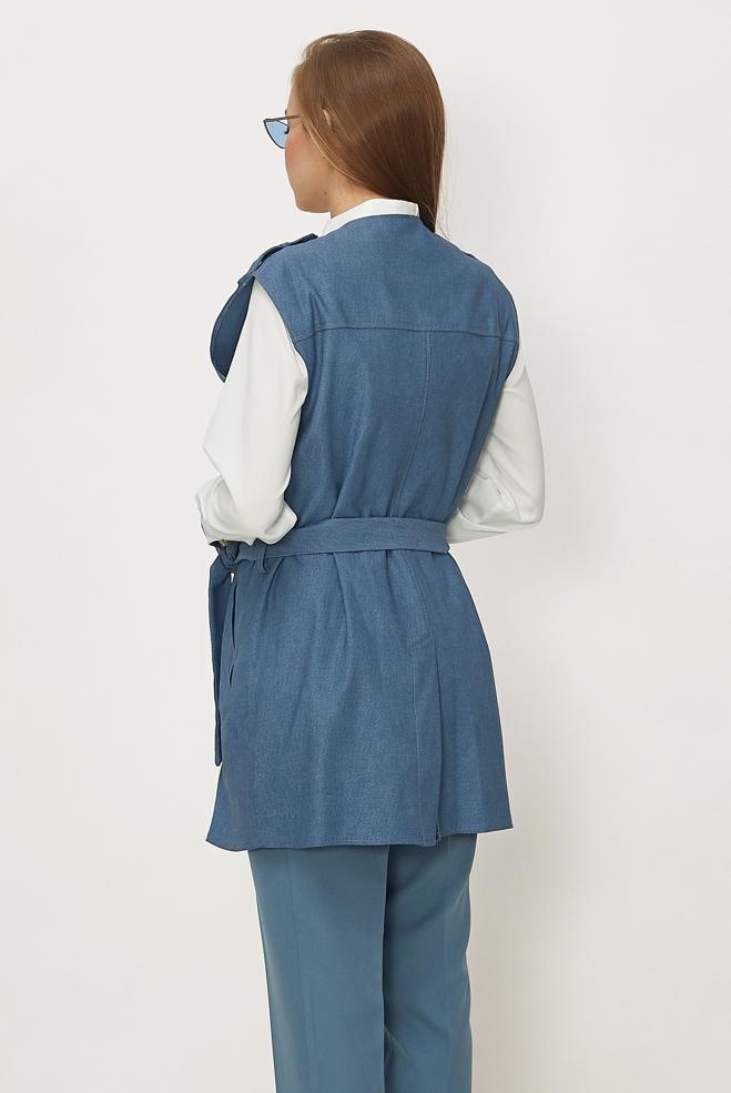 Hijab clothing BLUE BELTED VEST AND TUNIC 46302 - ALVİNA