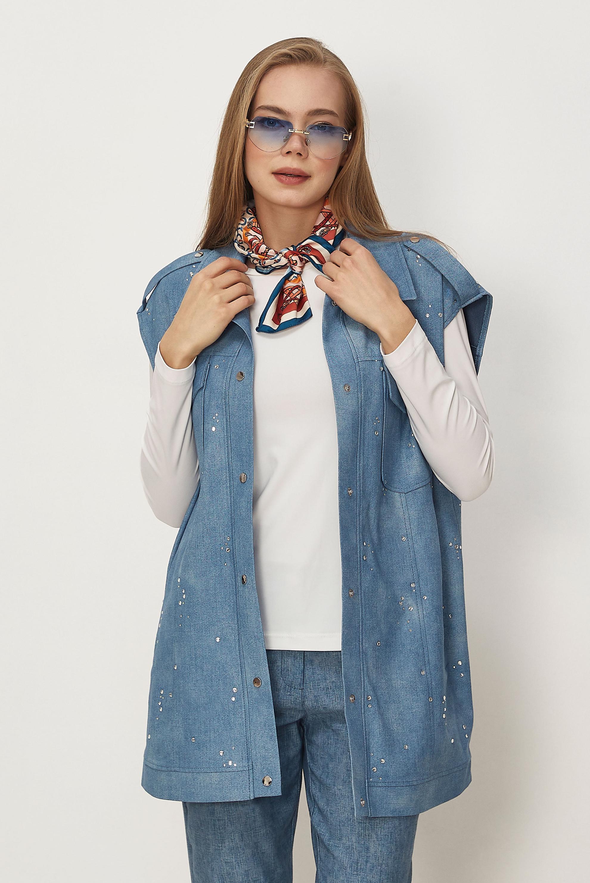 Hijab-Kleidung BLAU WESTE MIT DENIM-LOOK 46382