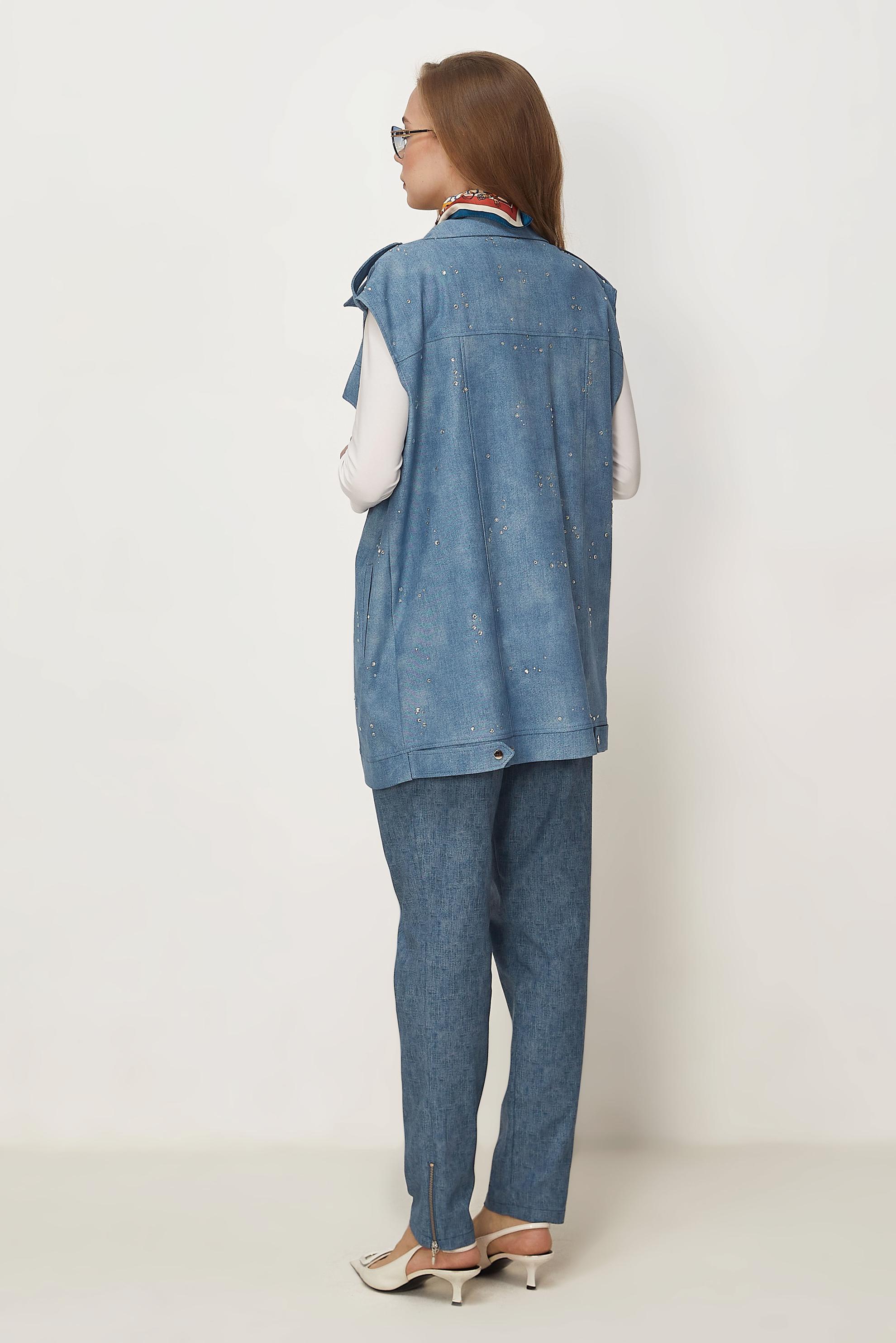 Hijab-Kleidung BLAU WESTE MIT DENIM-LOOK 46382