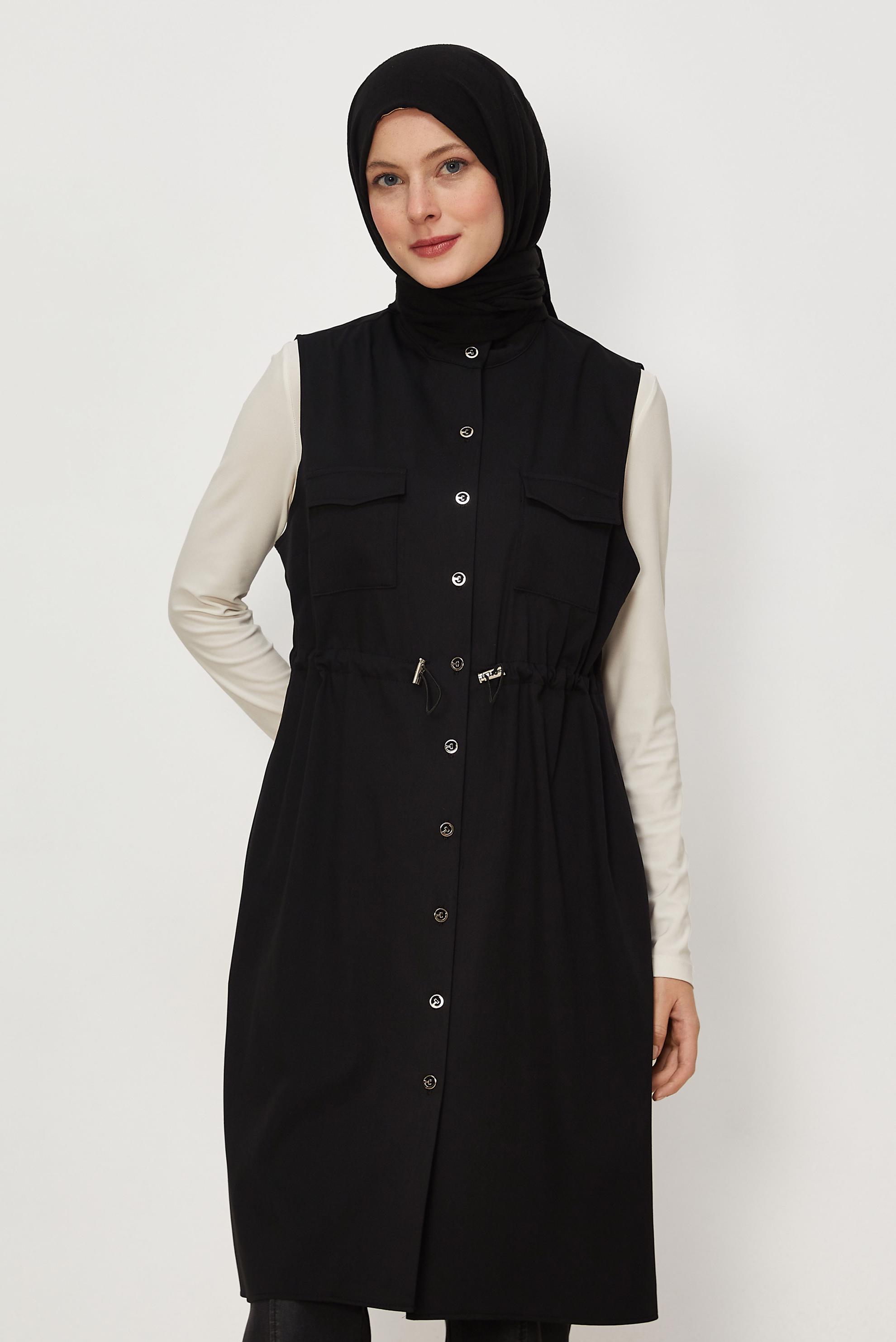Tesettür giyim SİYAH 46688 NADYA YELEK 38-46 TEK 40