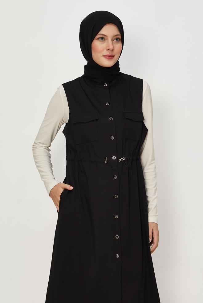 Tesettür giyim SİYAH 46688 NADYA YELEK 38-46 TEK 40 - ALVİNA