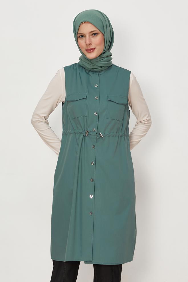 Tesettür giyim KAHVE 46688 NADYA YELEK 38-46 TEK 40 - ALVİNA